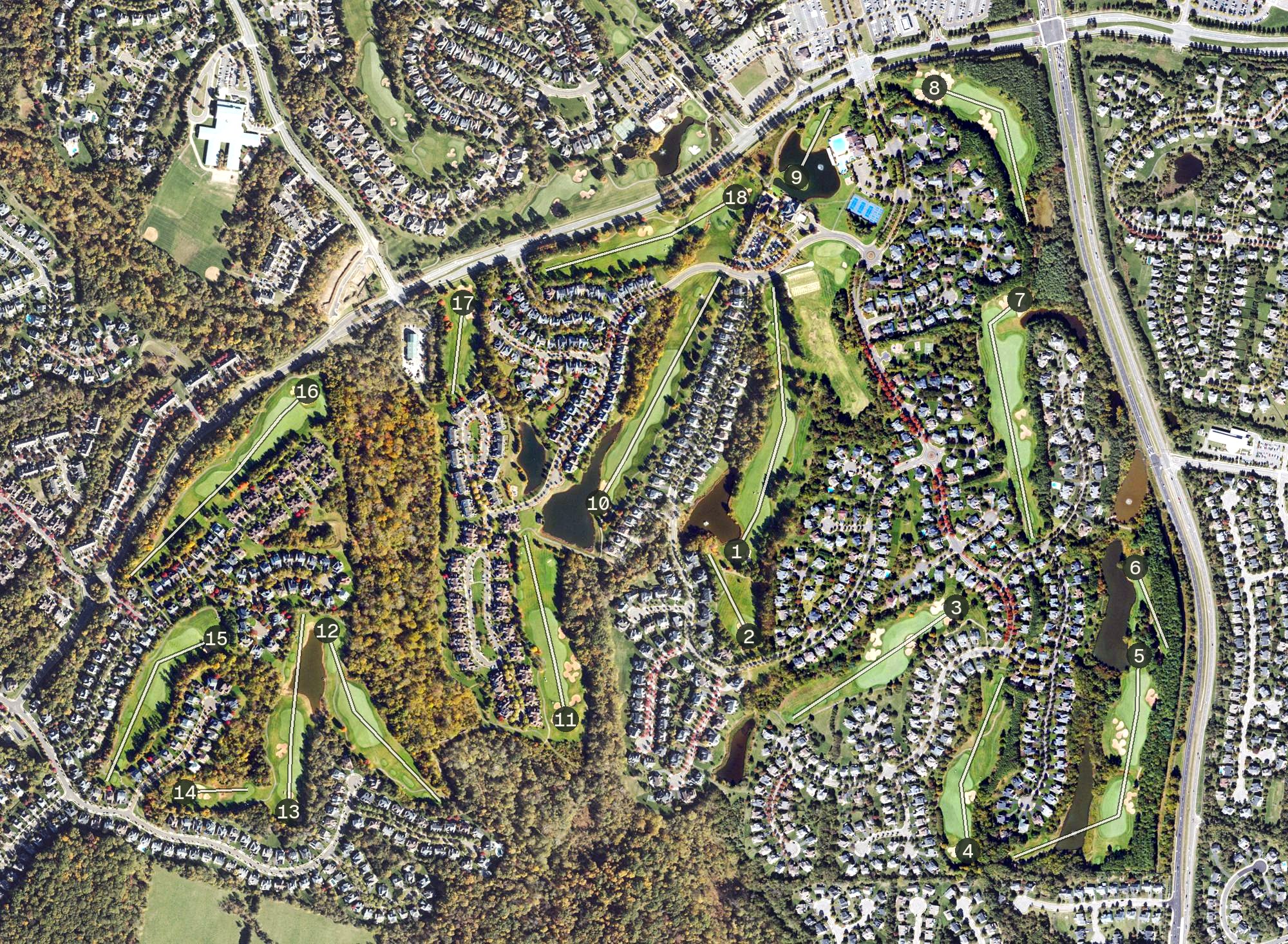 Aerial view of Dominion Valley Country Club, VA