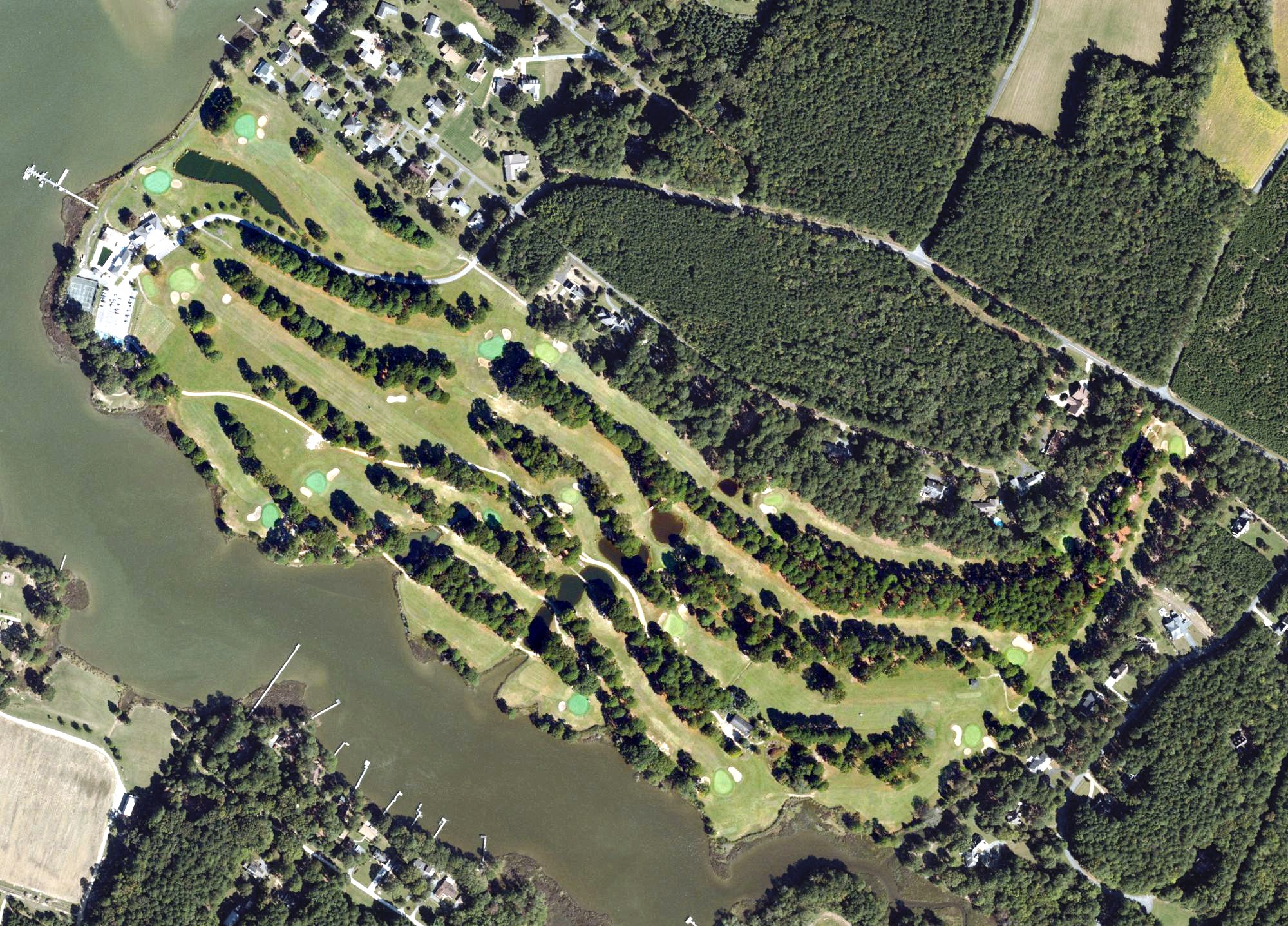 Aerial view of Eastern Shore Yacht and Country Club Golf Course, VA
