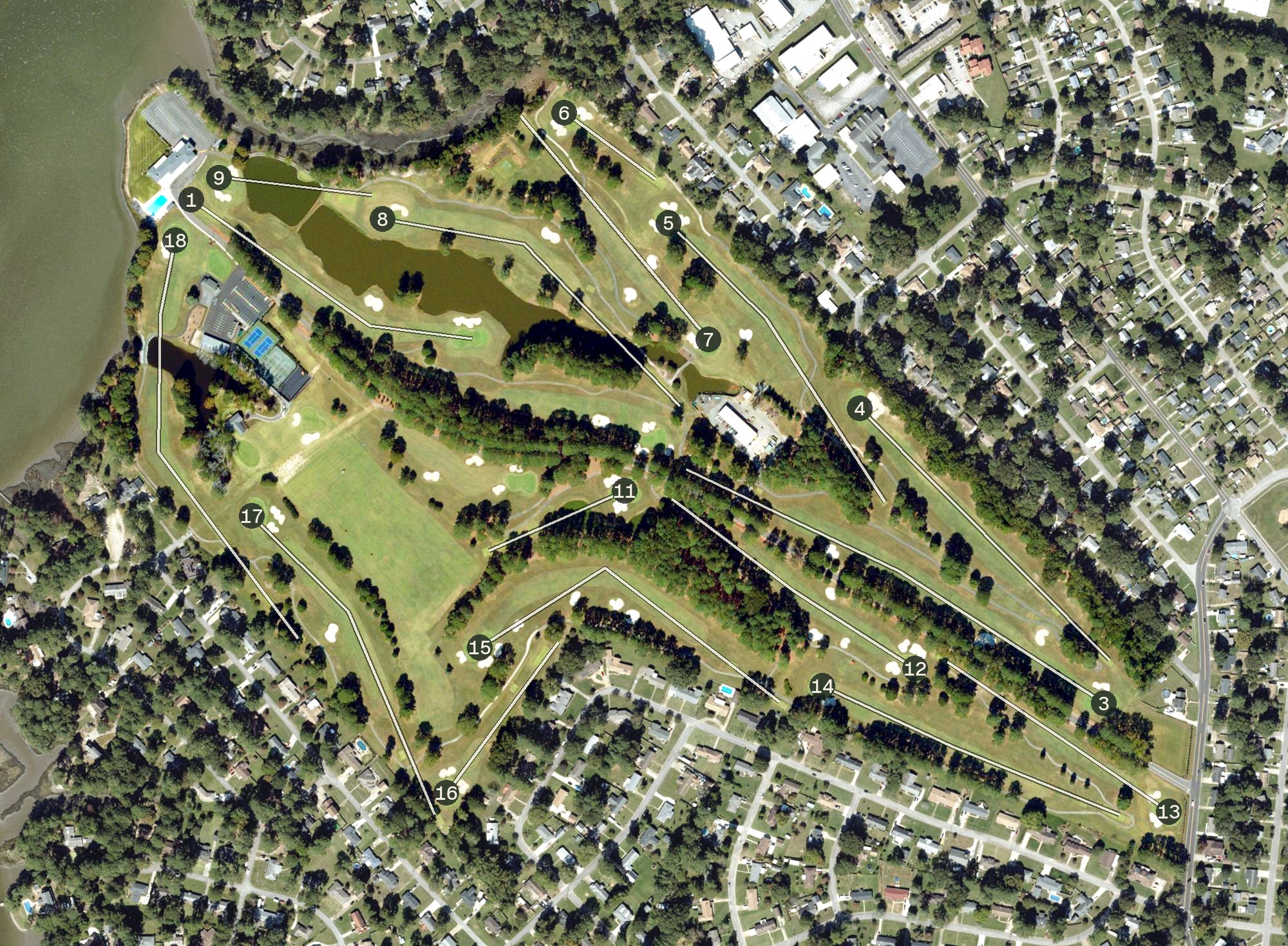 Aerial view of Elizabeth Manor Golf & Country Club, VA