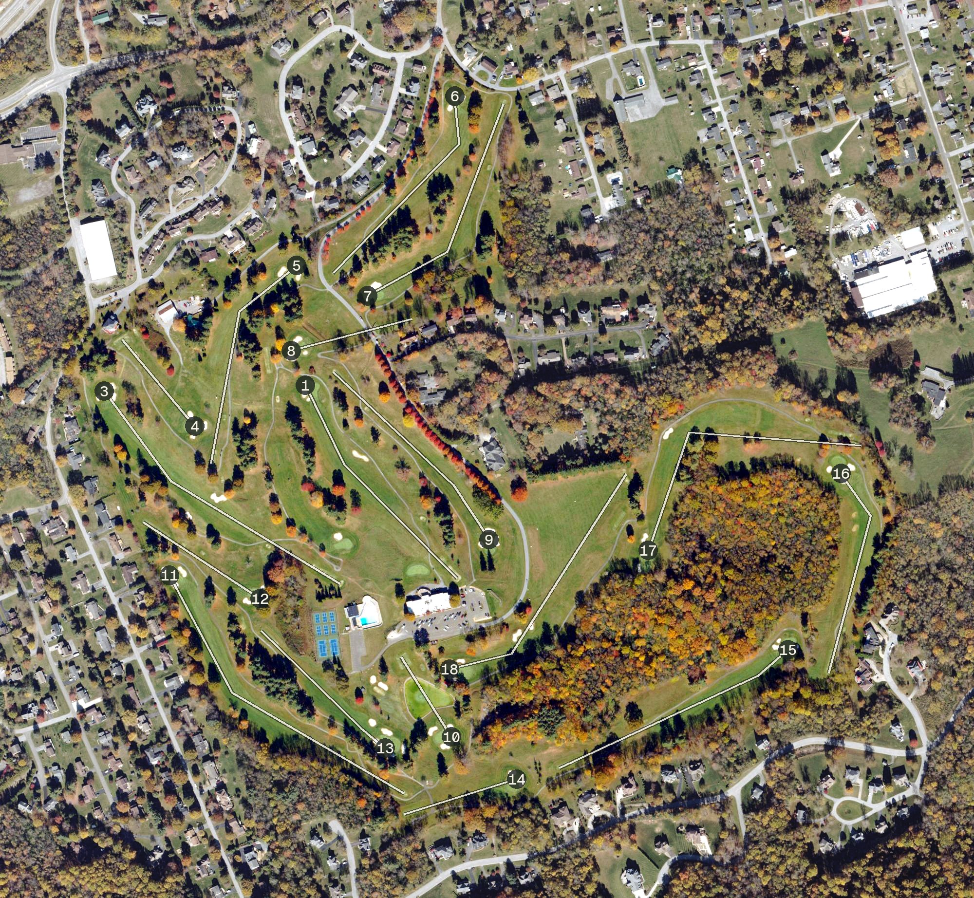 Aerial view of Fincastle Golf Course, VA