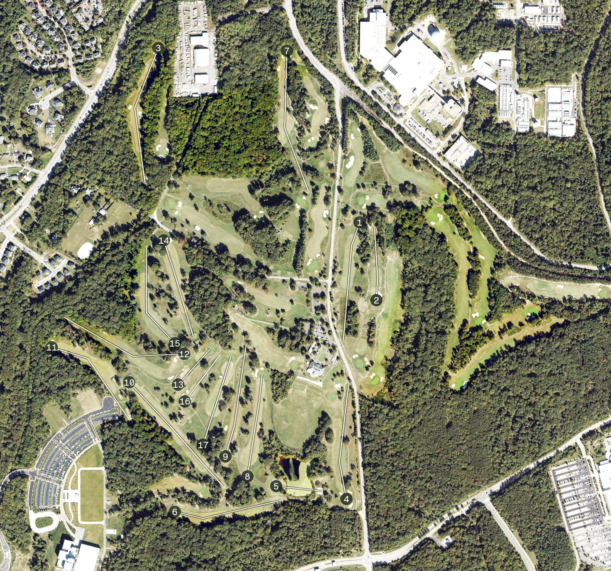 Aerial view of Fort Belvoir Golf Club, VA