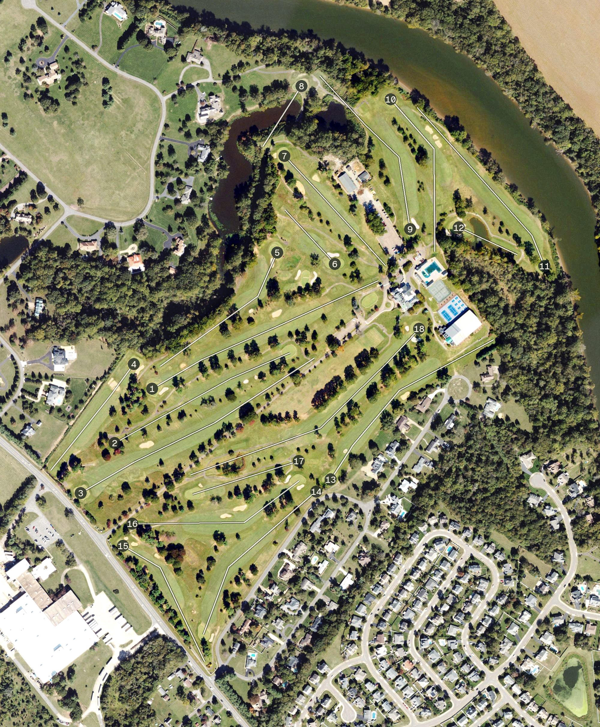 Aerial view of Fredericksburg Country Club, VA