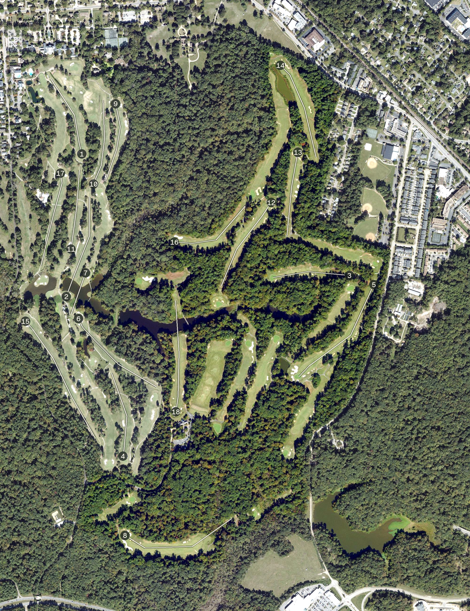 Aerial view of Golden Horseshoe Golf Club Green Course, VA