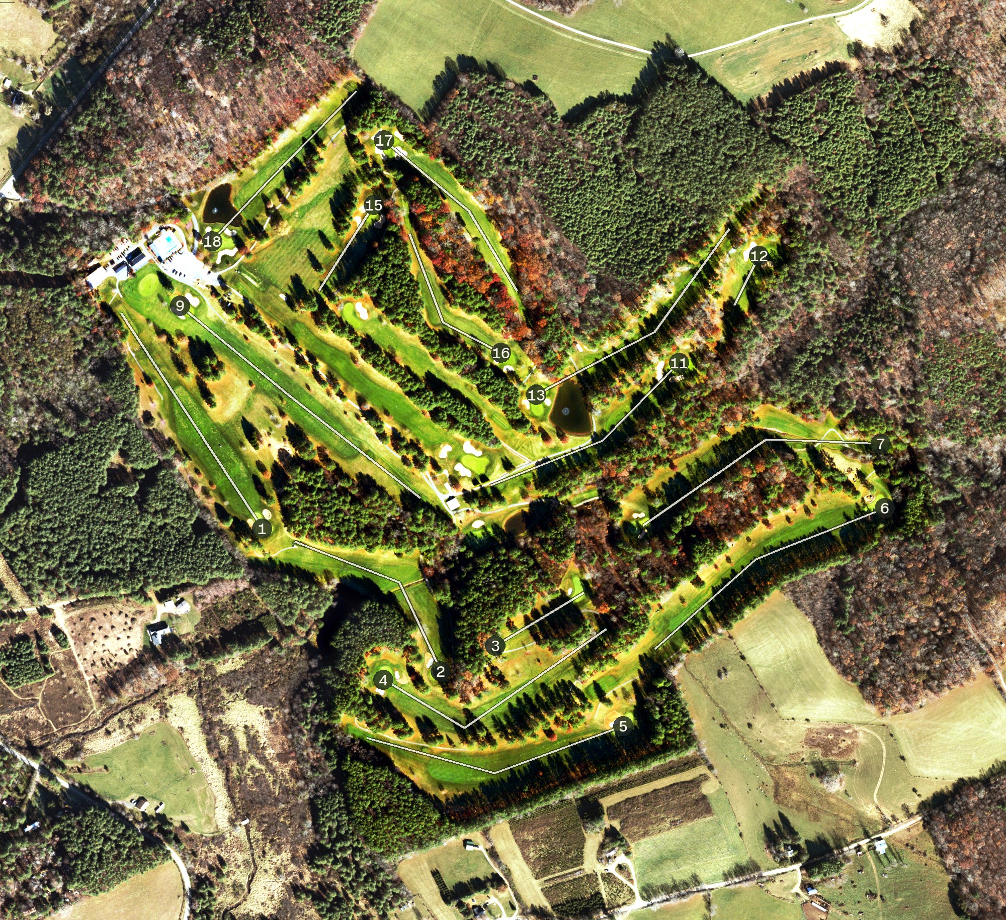 Aerial view of Great Oaks Country Club, VA
