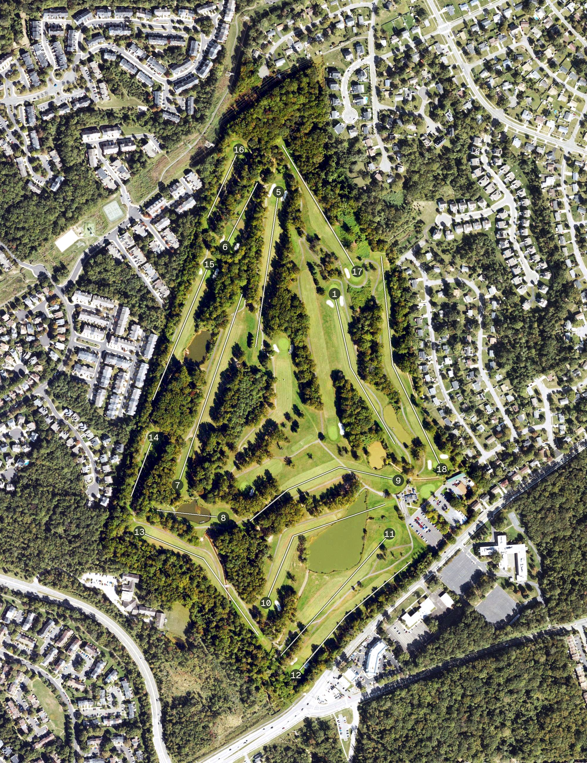 Aerial view of Greendale Golf Course, VA