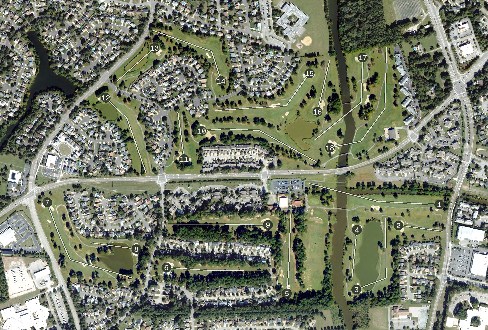 Aerial view of Honey Bee Golf Club, VA