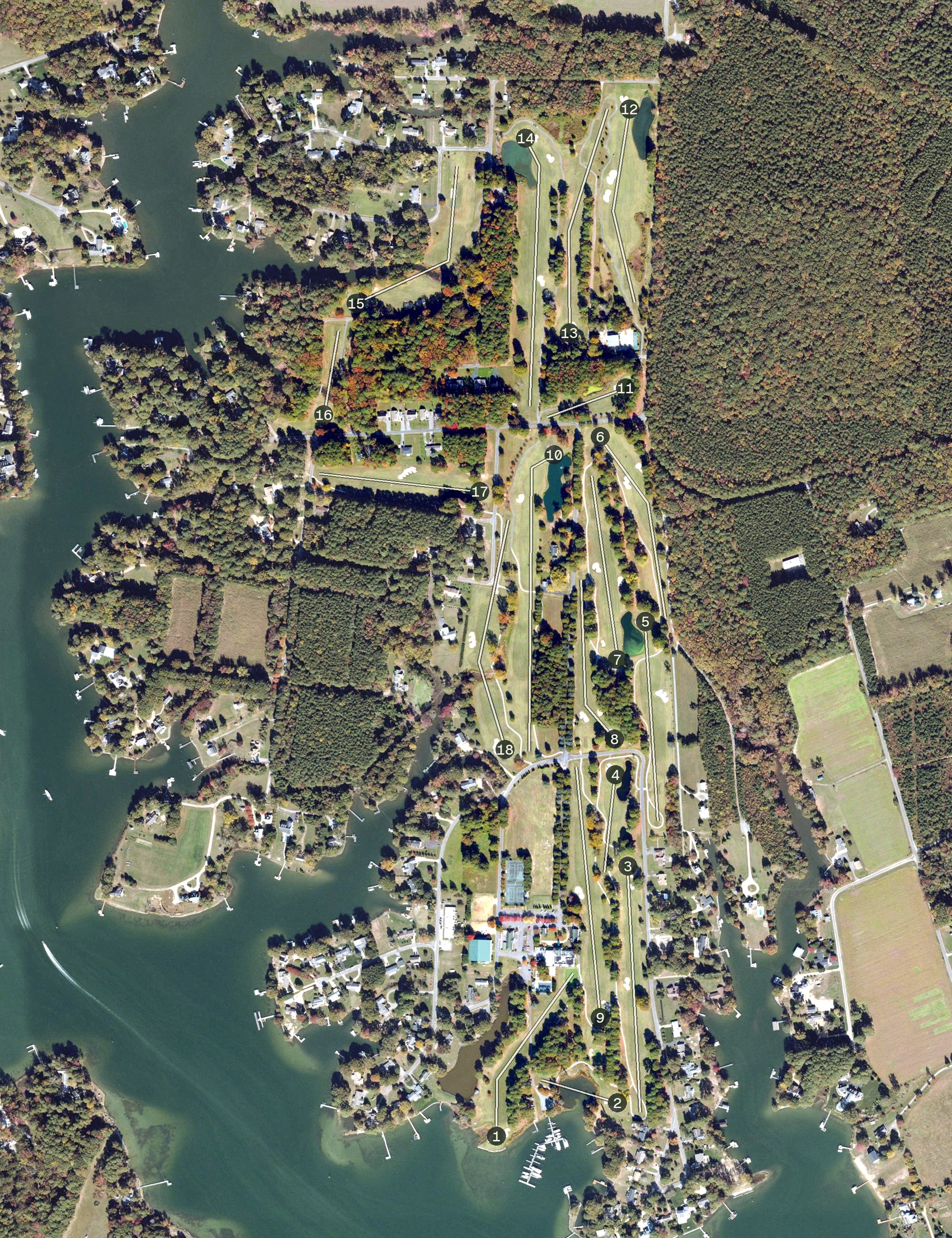 Aerial view of Indian Creek Yacht & Country Club, VA