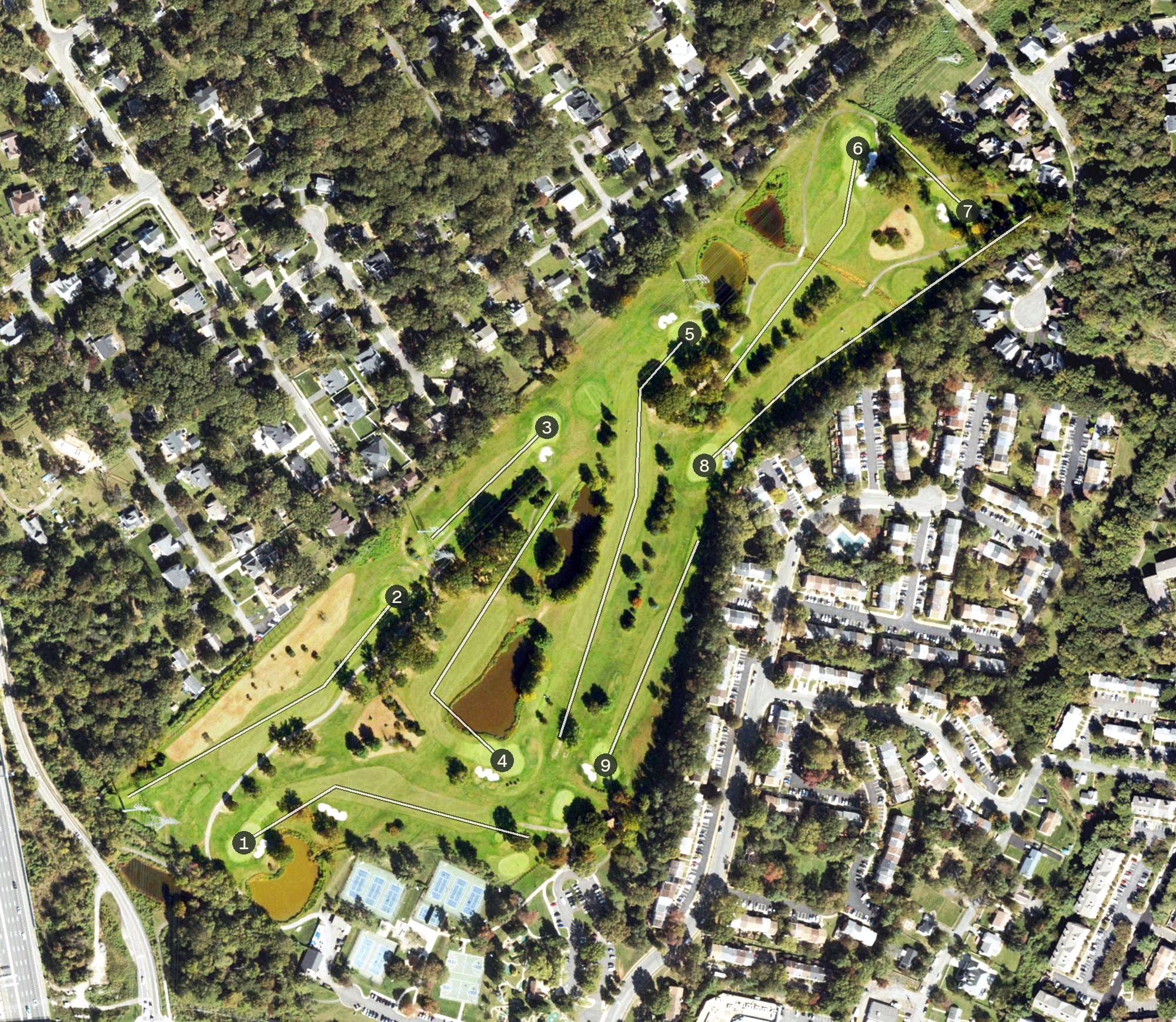 Aerial view of Jefferson District Golf Course, VA