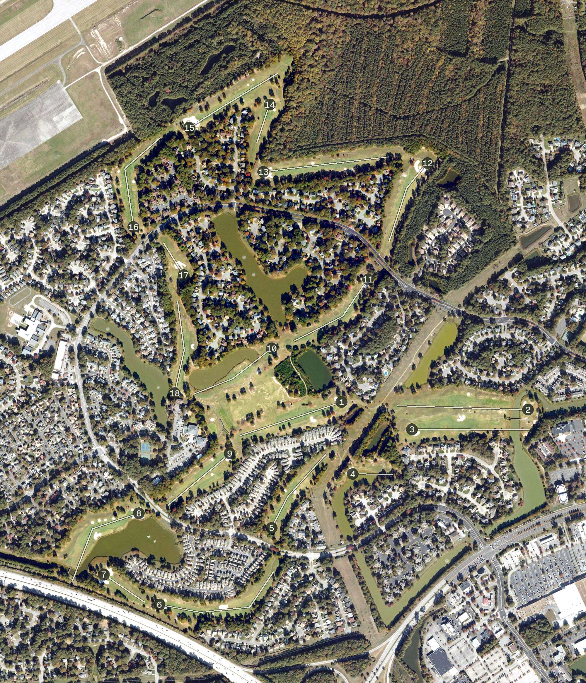 Aerial view of Kiln Creek Country Club, VA