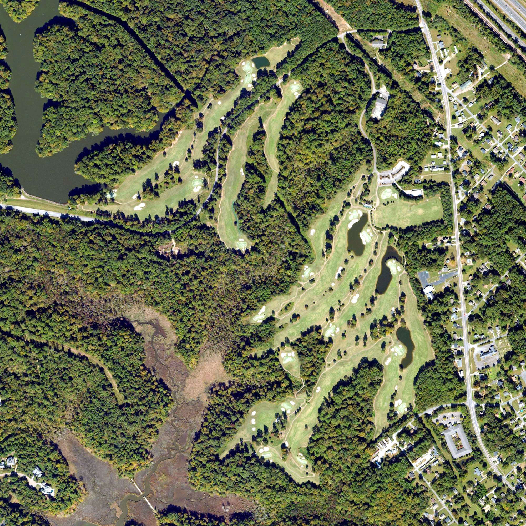 Aerial view of Kingsmill Resort: The Woods Course, VA