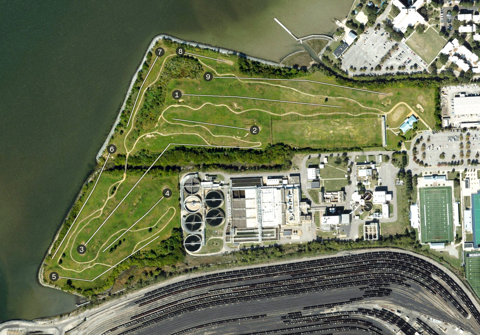 Aerial view of Lambert's Point Golf Course, VA