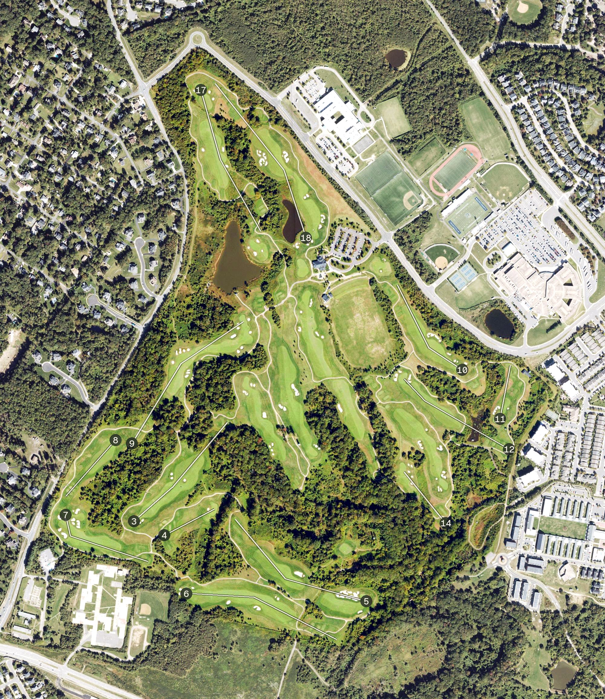 Aerial view of Laurel Hill Golf Club, VA