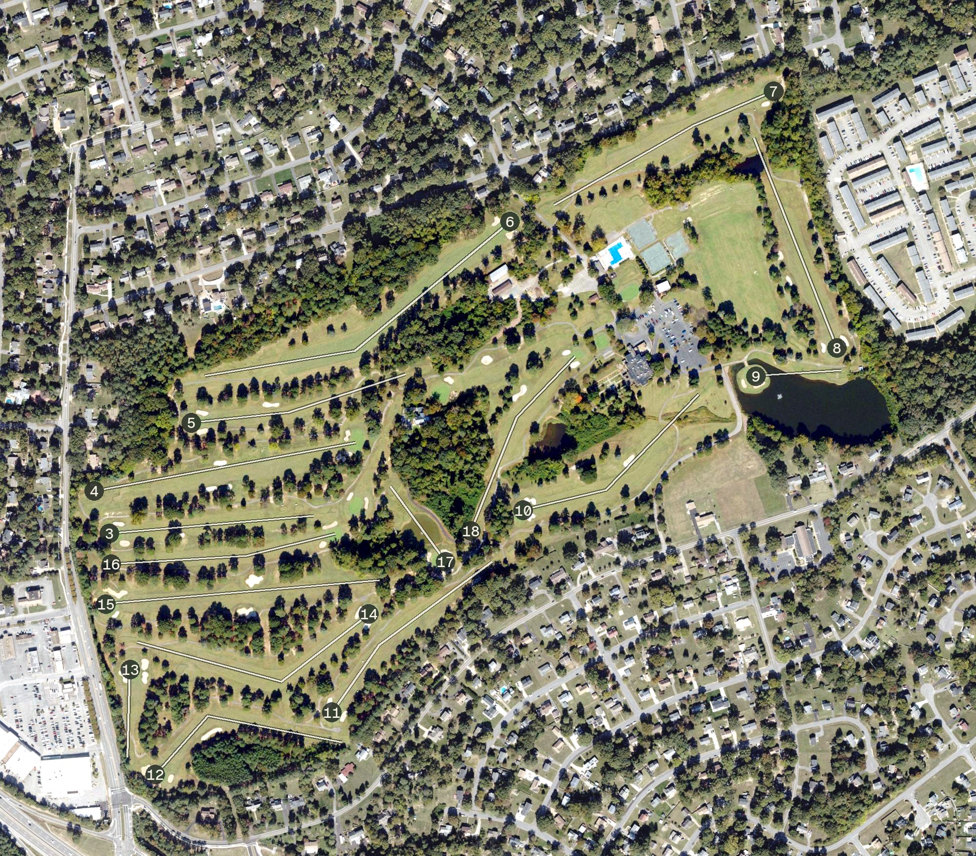 Aerial view of Meadowbrook Country Club, VA