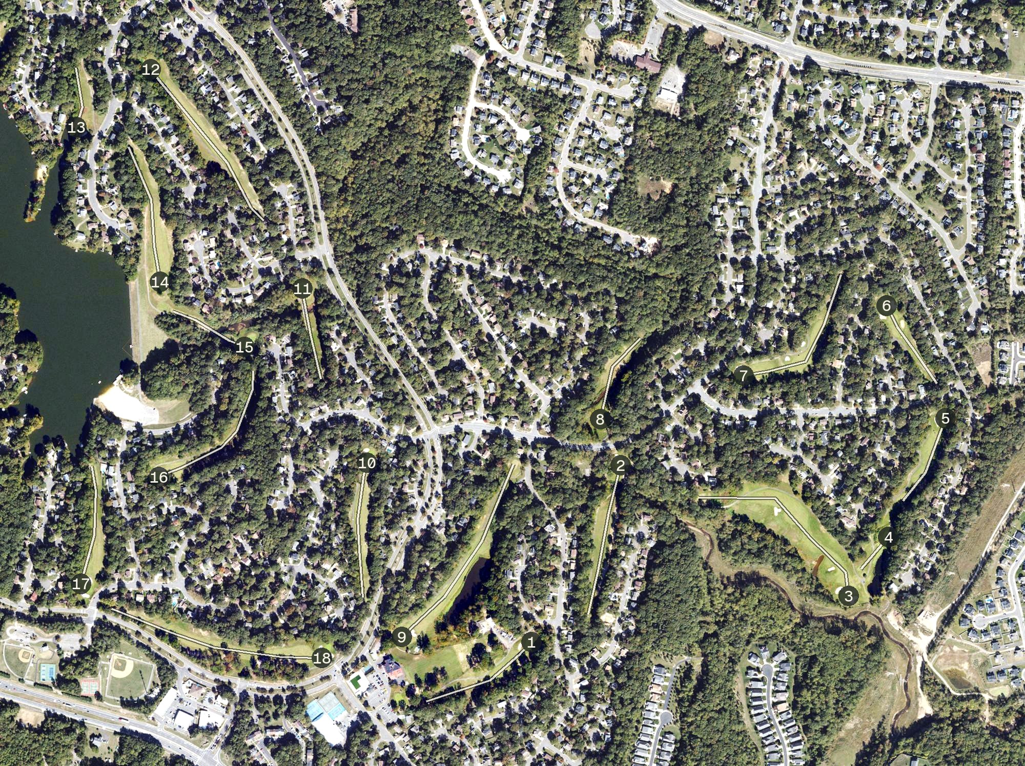 Aerial view of Montclair Country Club, VA
