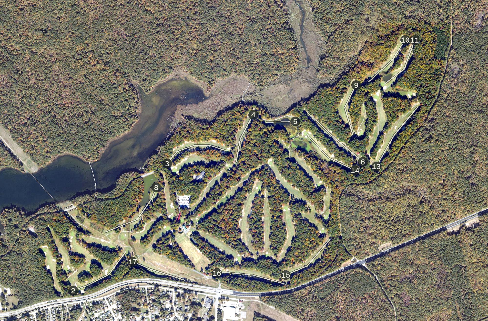 Aerial view of Newport News Golf Club at Deer Run, VA