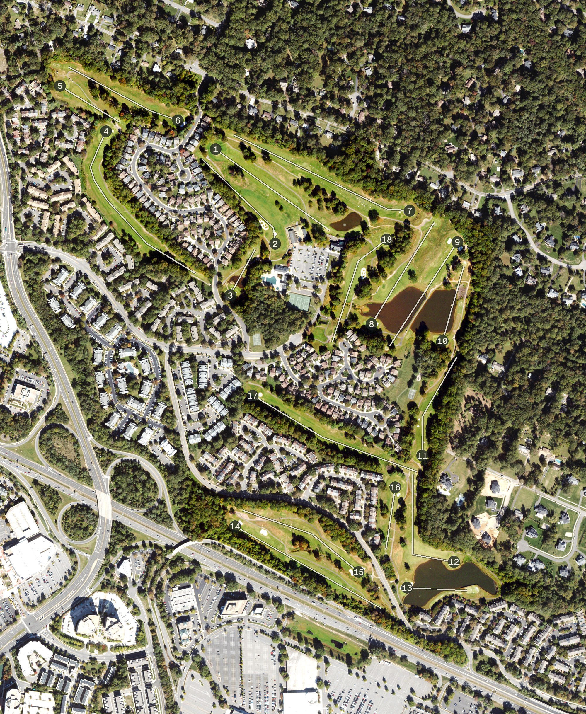 Aerial view of Penderbrook Golf Course, VA
