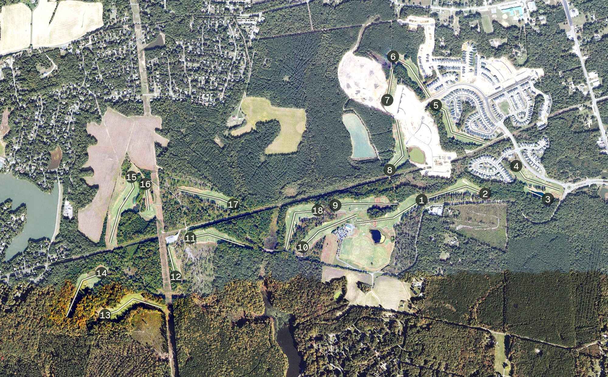 Aerial view of Pendleton Golf Club, VA