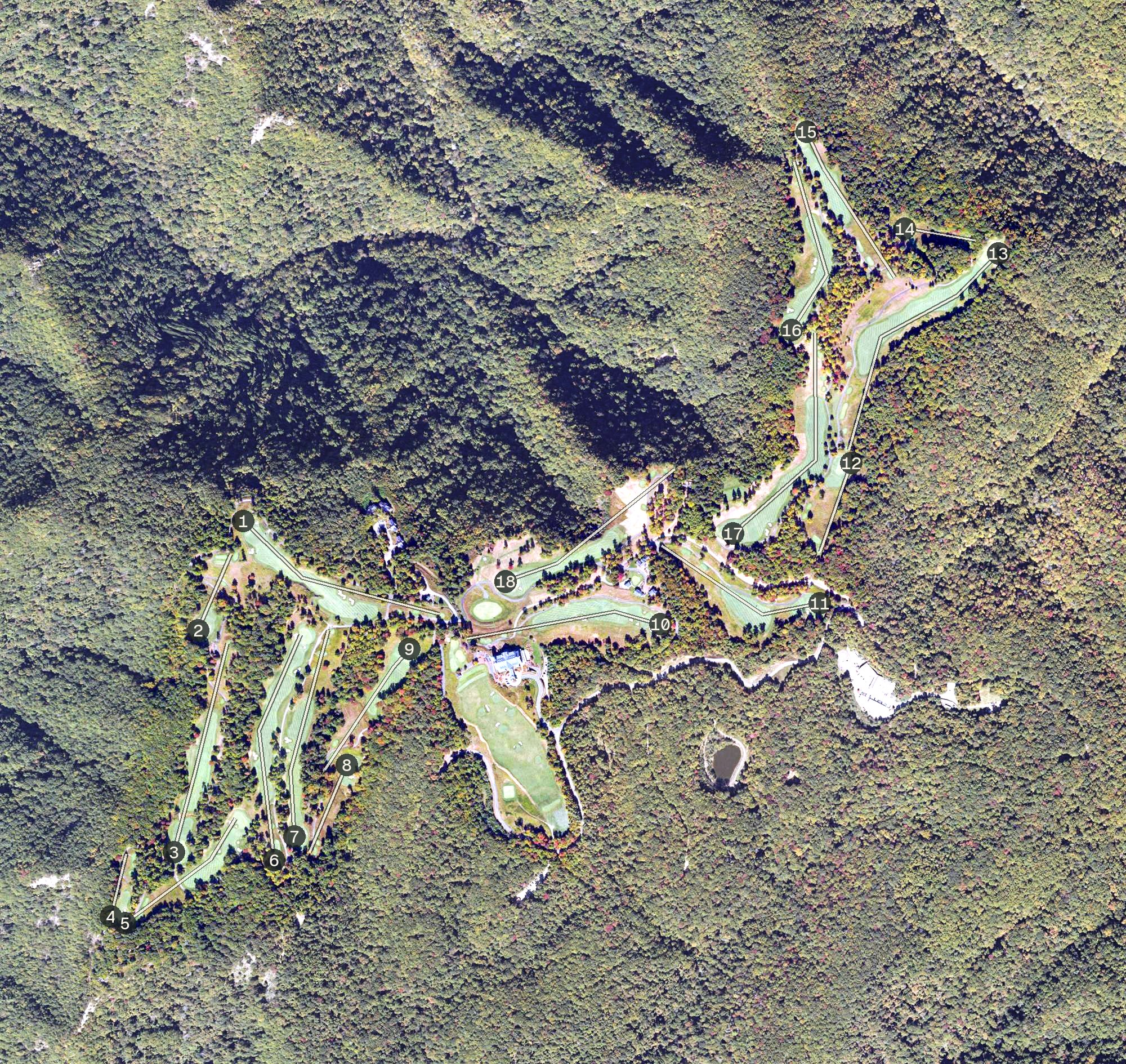 Aerial view of Primland Golf Resort, VA