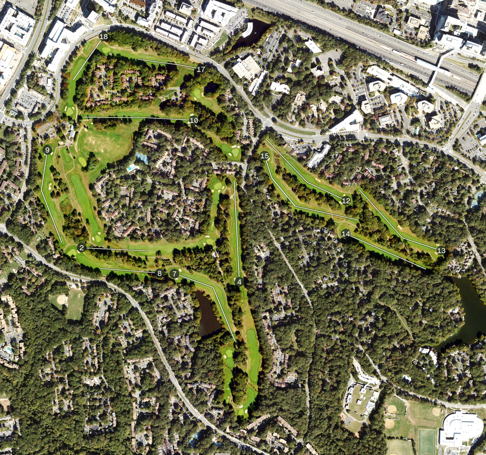 Aerial view of Reston National Golf Course, VA