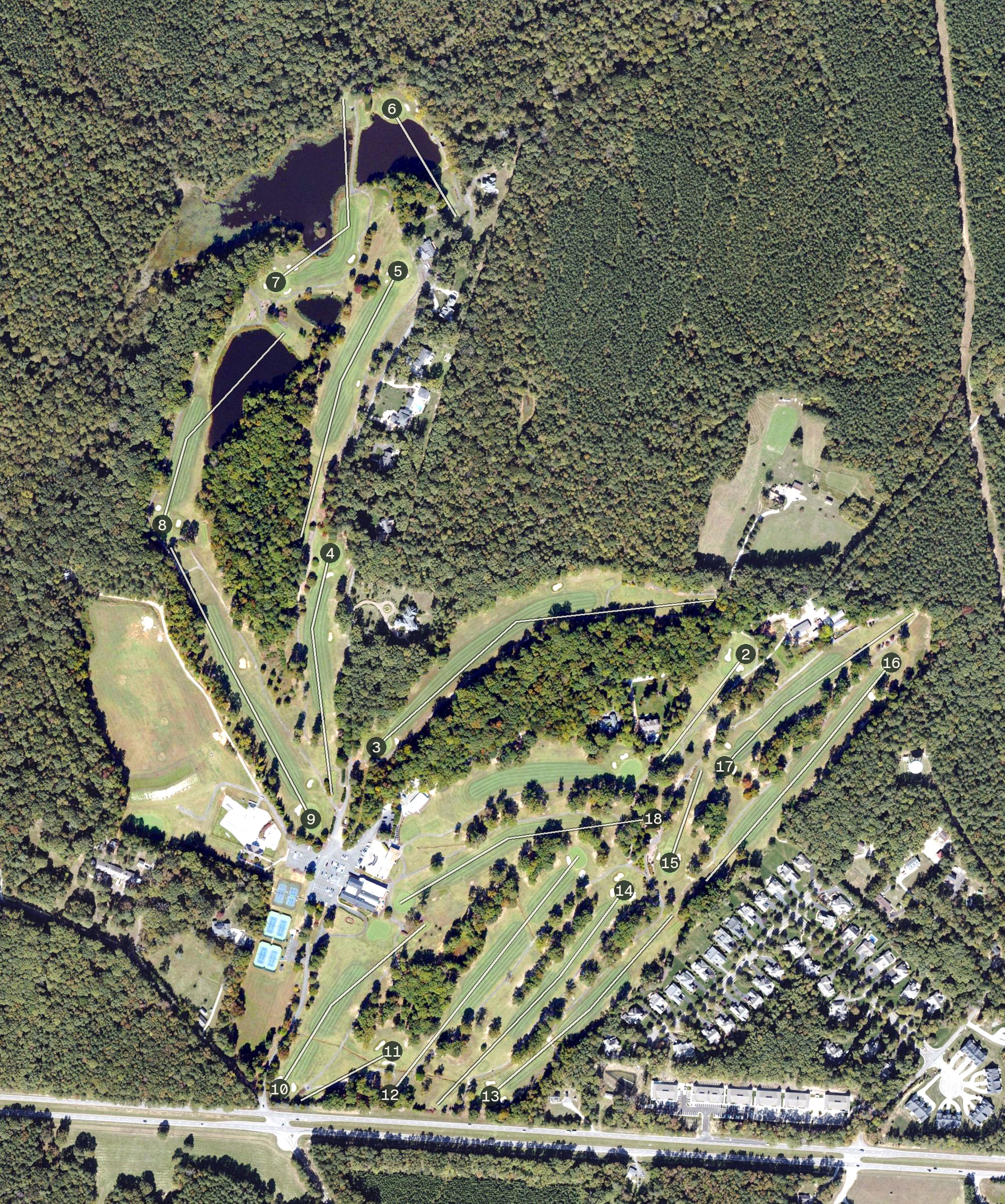 Aerial view of Richmond Country Club Golf Course, VA