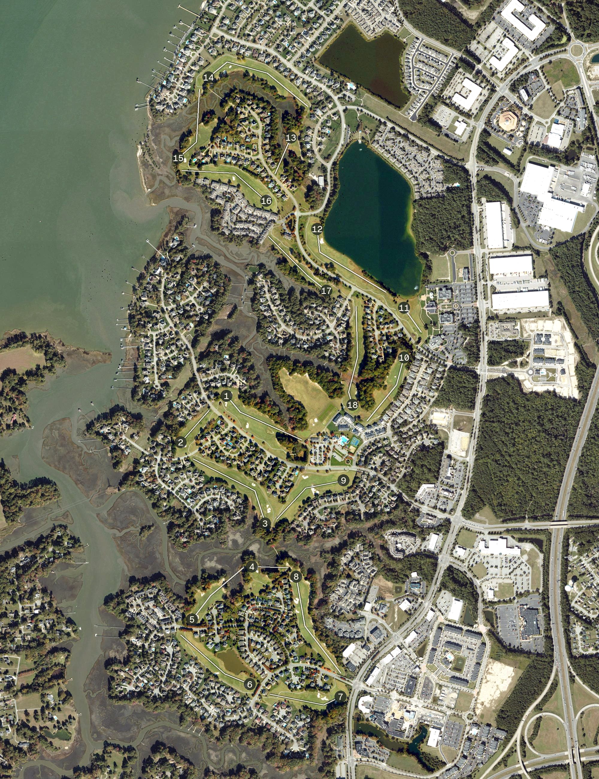 Aerial view of Riverfront Golf Club, VA