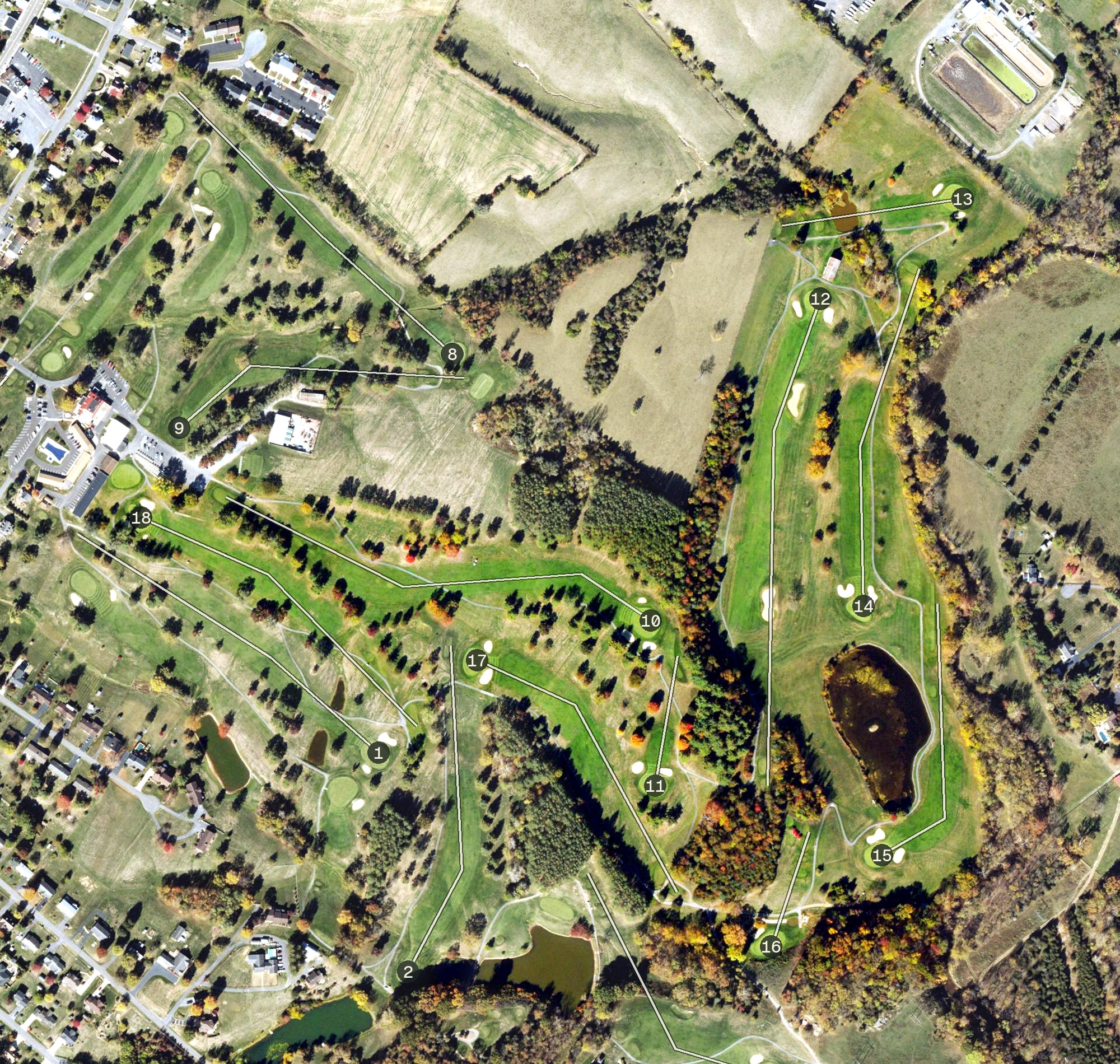 Aerial view of Shenvalee Creek Course, VA