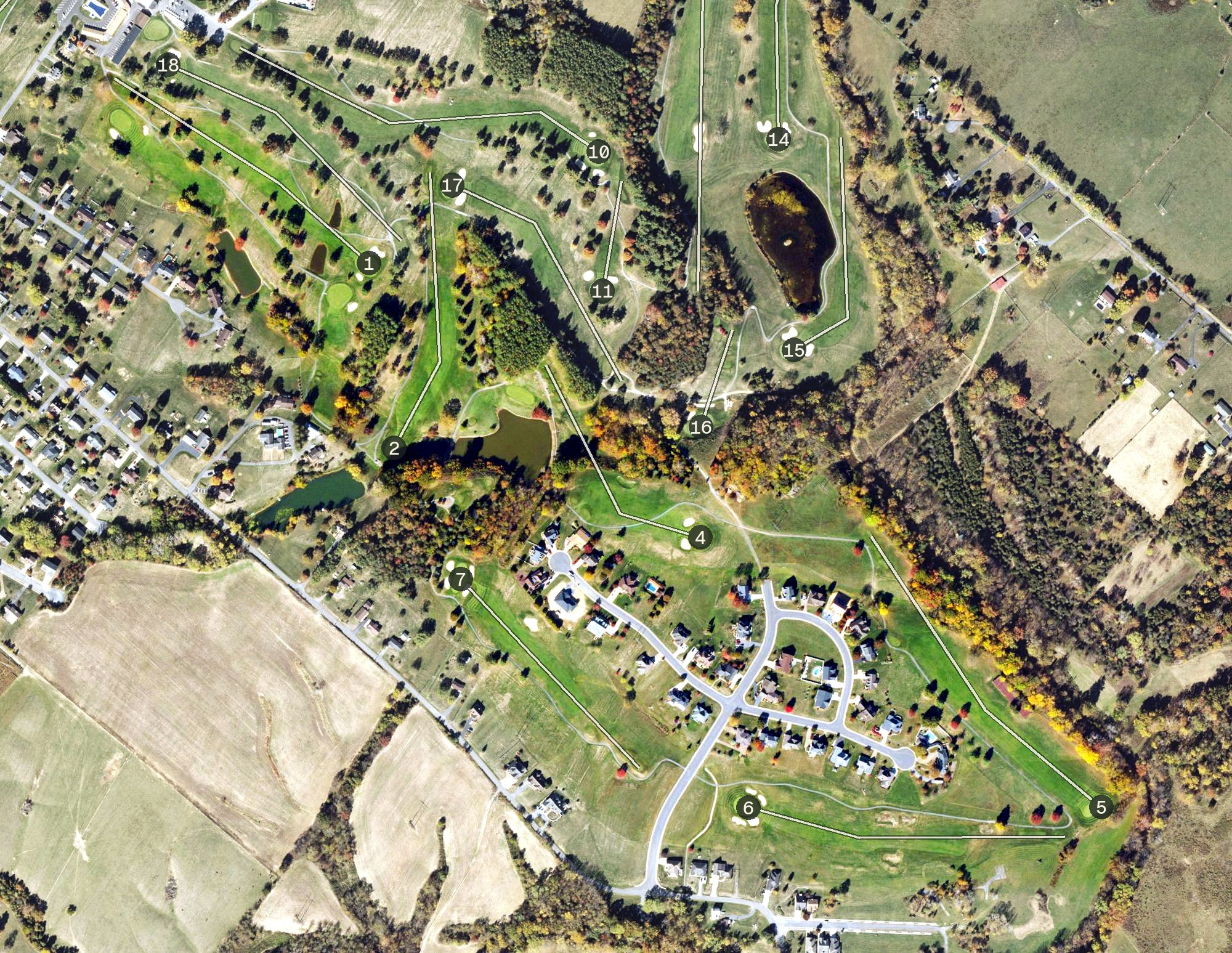 Aerial view of Shenvalee Miller Course, VA