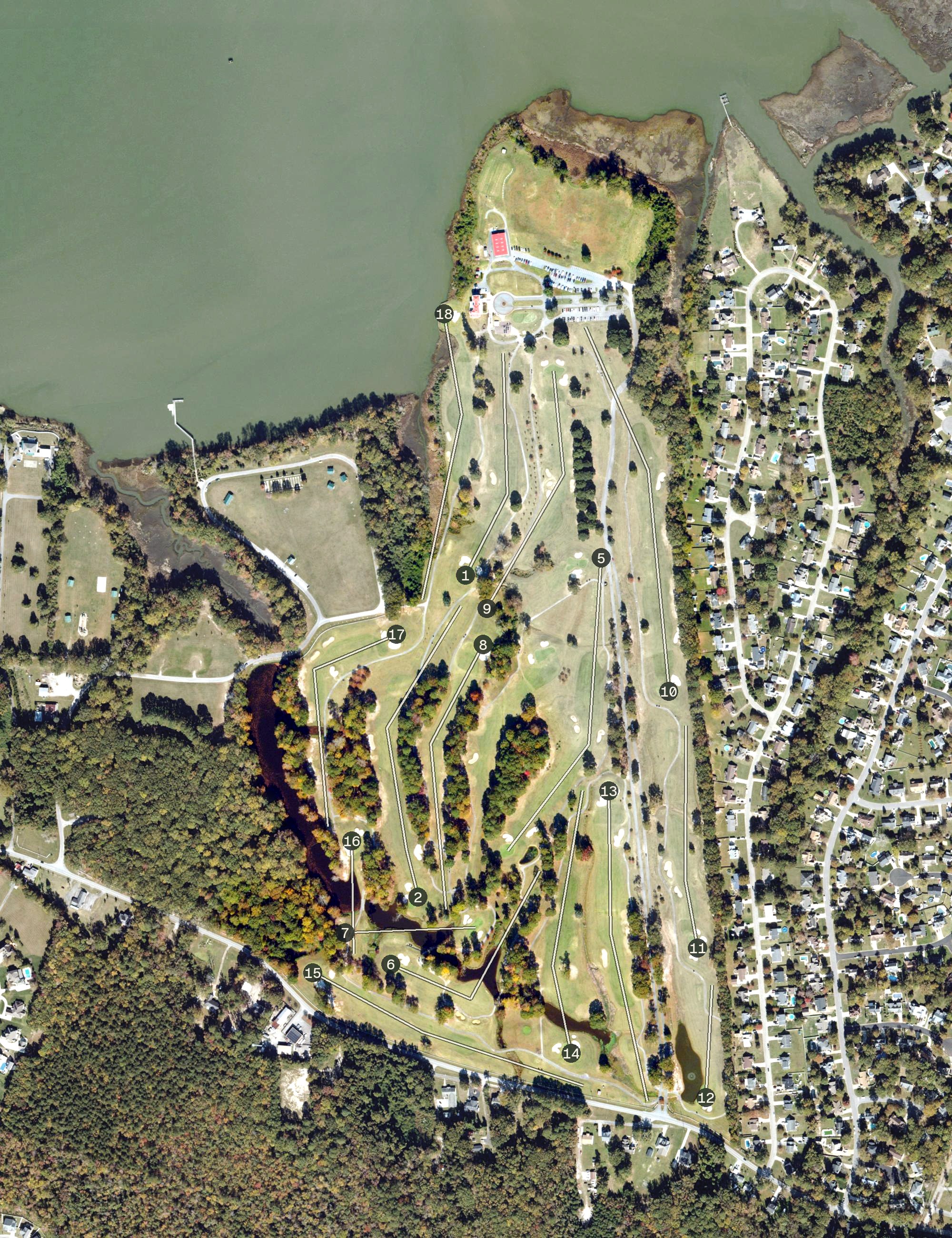 Aerial view of Sleepy Hole Golf Course, VA