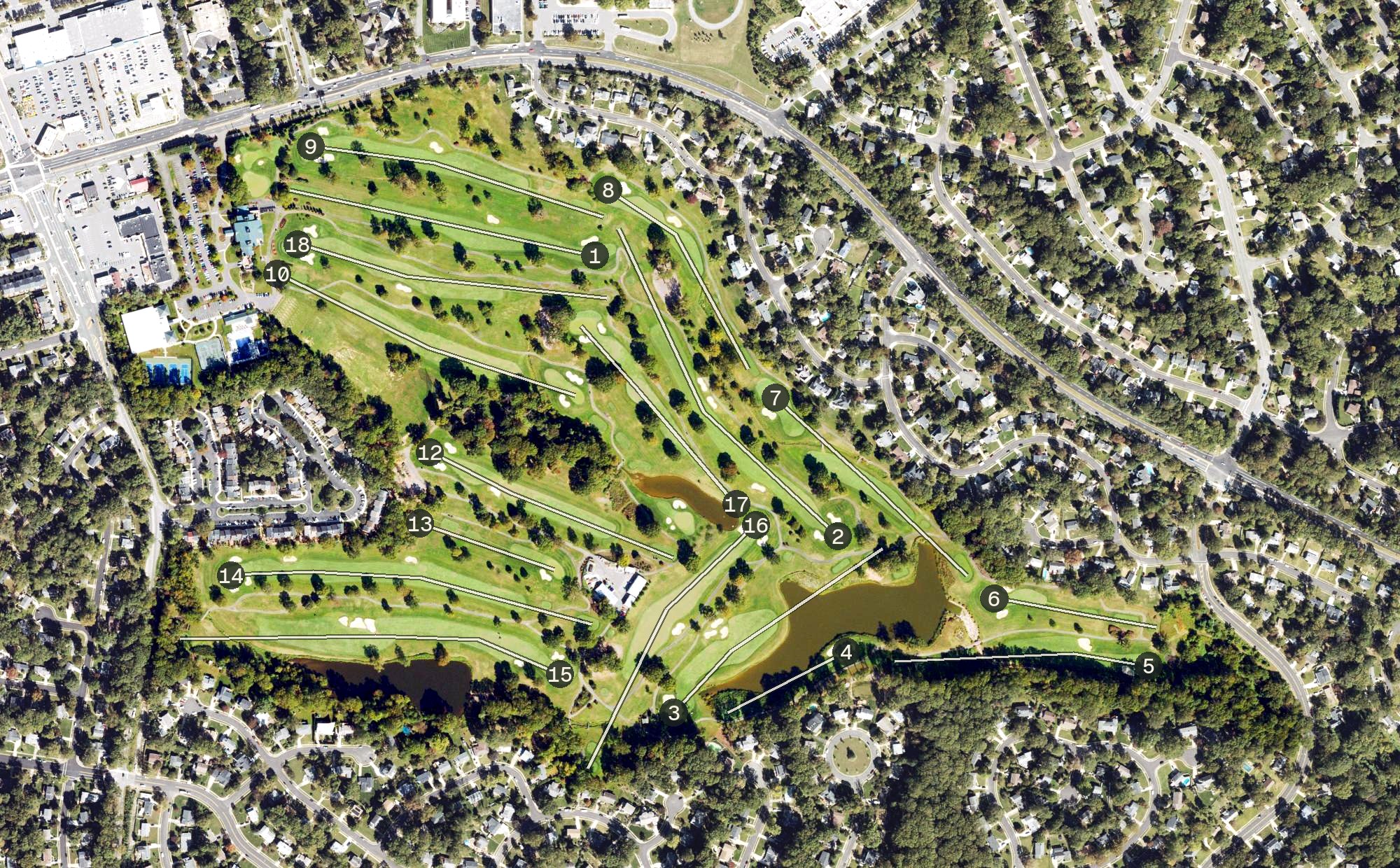 Aerial view of Springfield Country Club, VA
