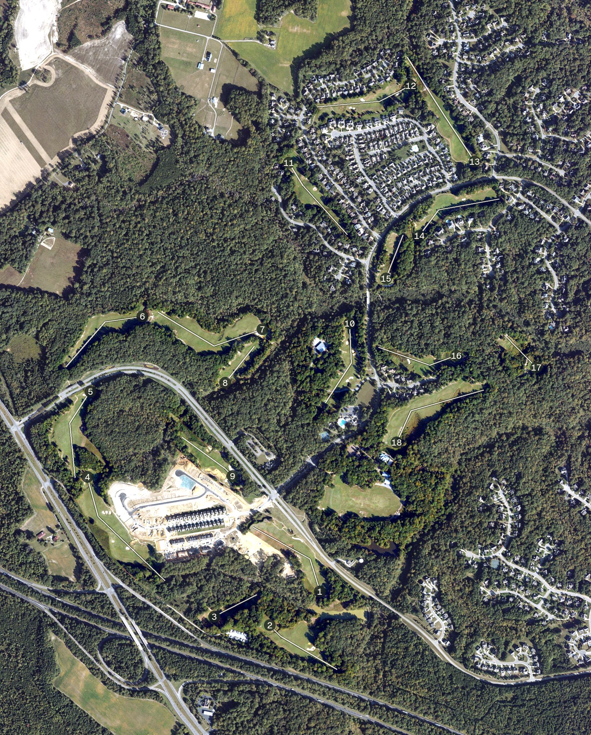 Aerial view of Stonehouse Golf Club, VA