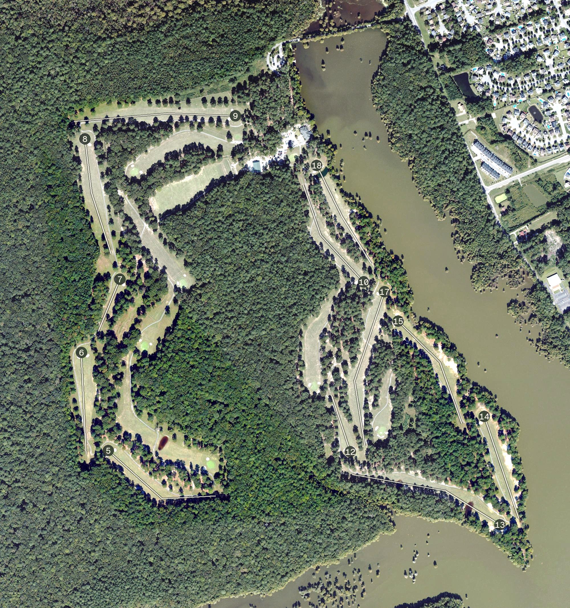 Aerial view of Stumpy Lake Golf Course, VA