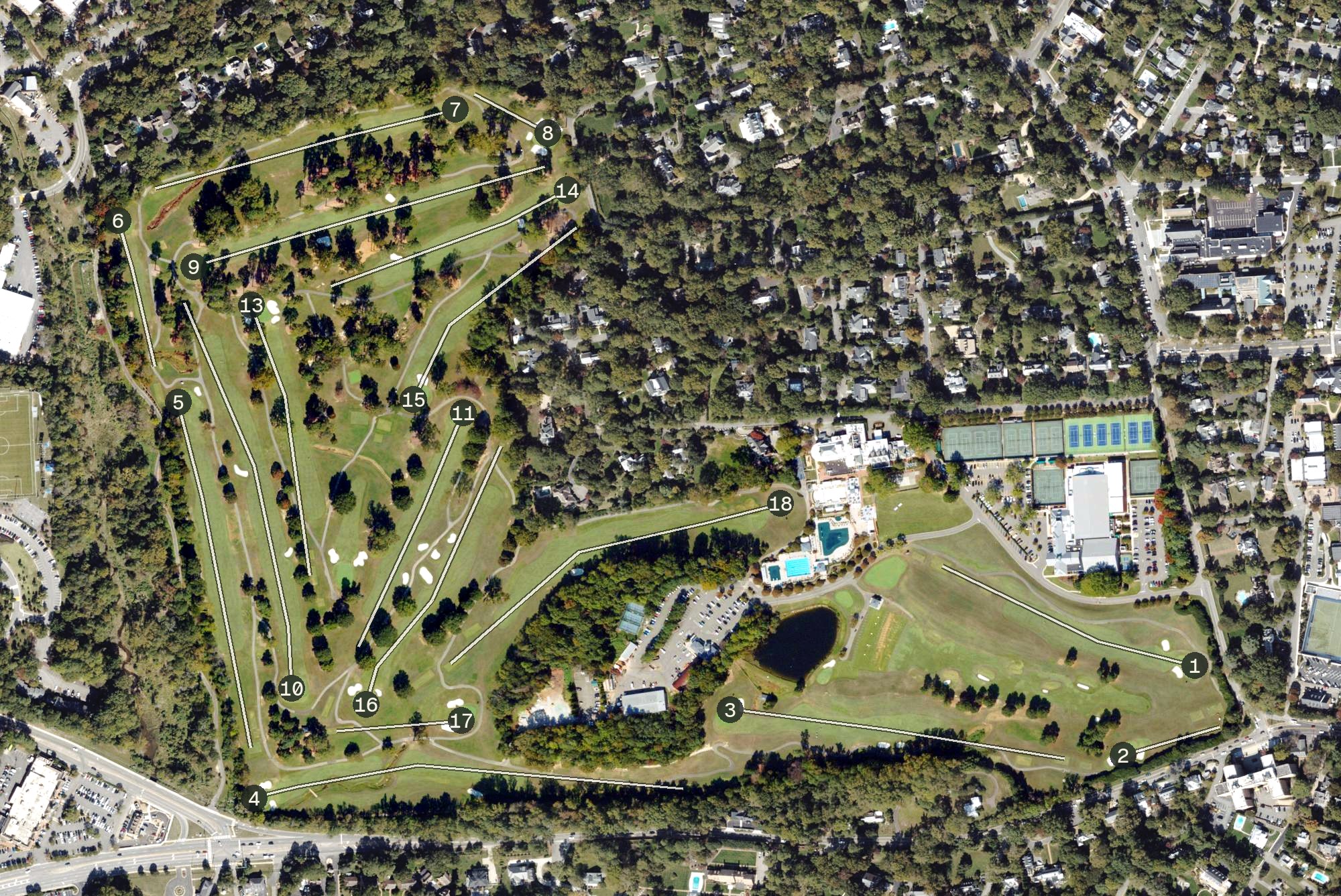 Aerial view of The Country Club of Virginia - Westhampton, VA