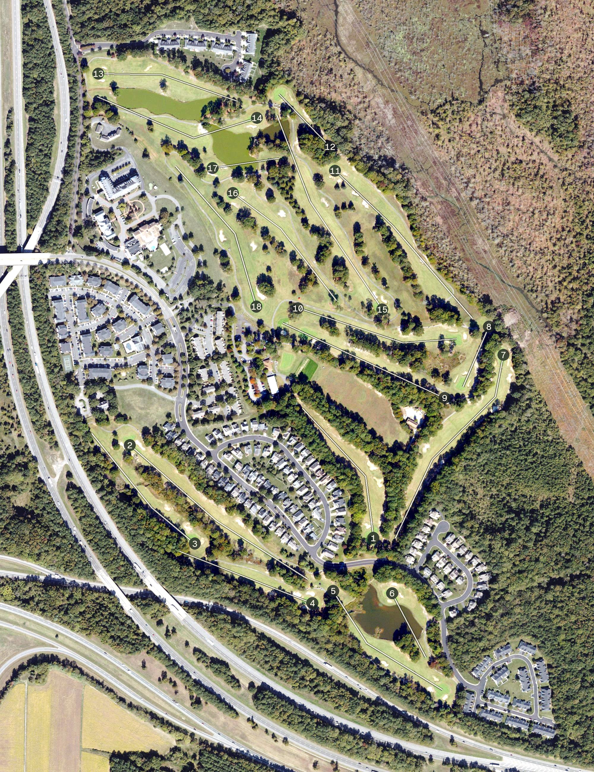 Aerial view of The Crossings Golf Club, VA