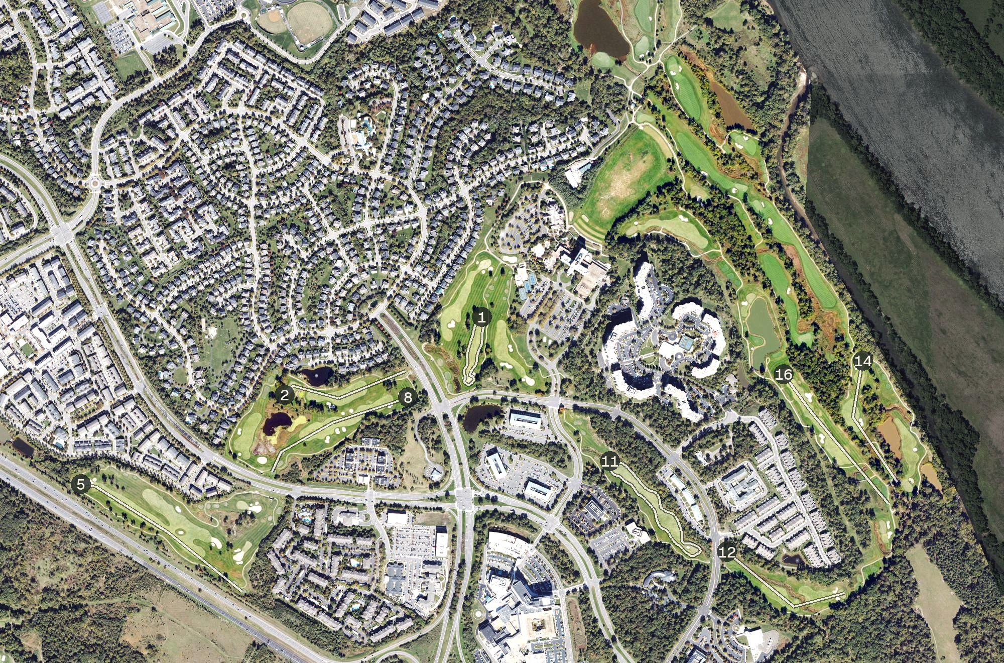 Aerial view of The Golf Club at Lansdowne, VA