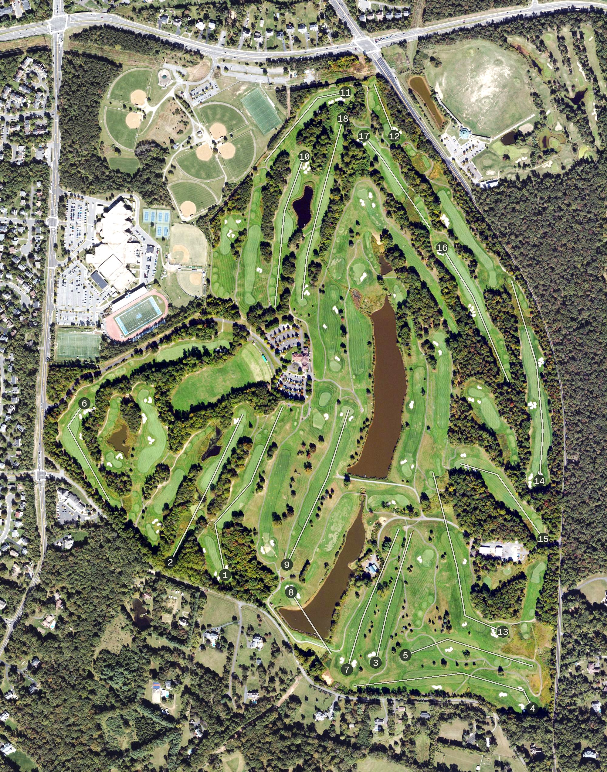 Aerial view of Twin Lakes Golf Course, VA