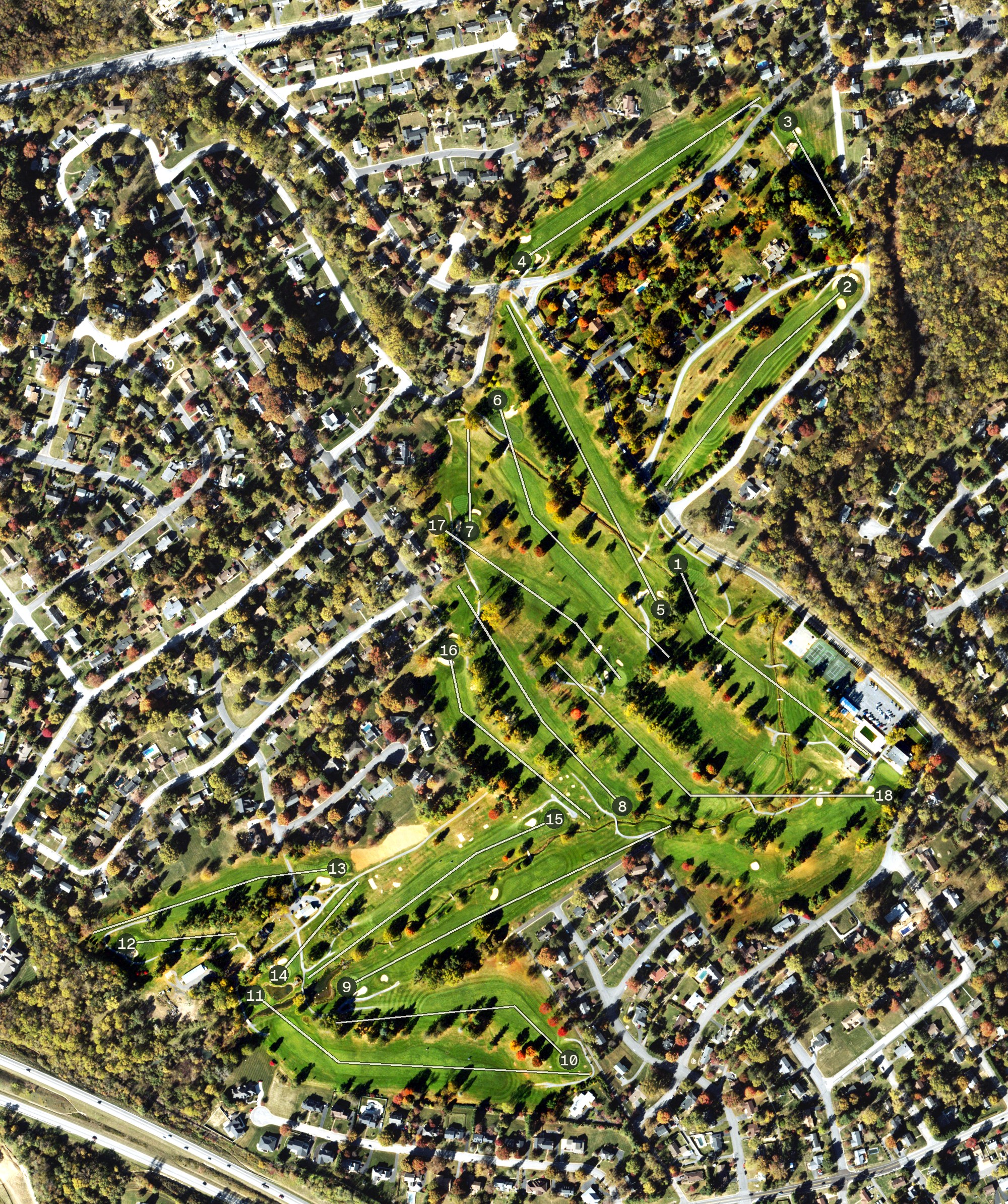 Aerial view of Waynesboro Country Club, VA