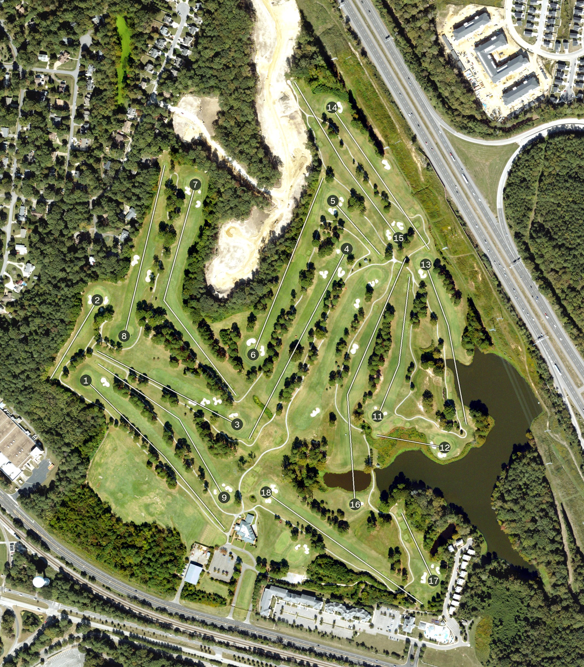 Aerial view of Williamsburg Golf Club, VA