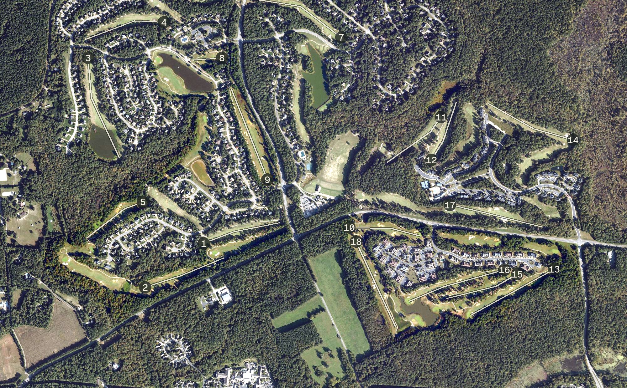 Aerial view of Williamsburg National Golf Club - The Yorktown Course, VA
