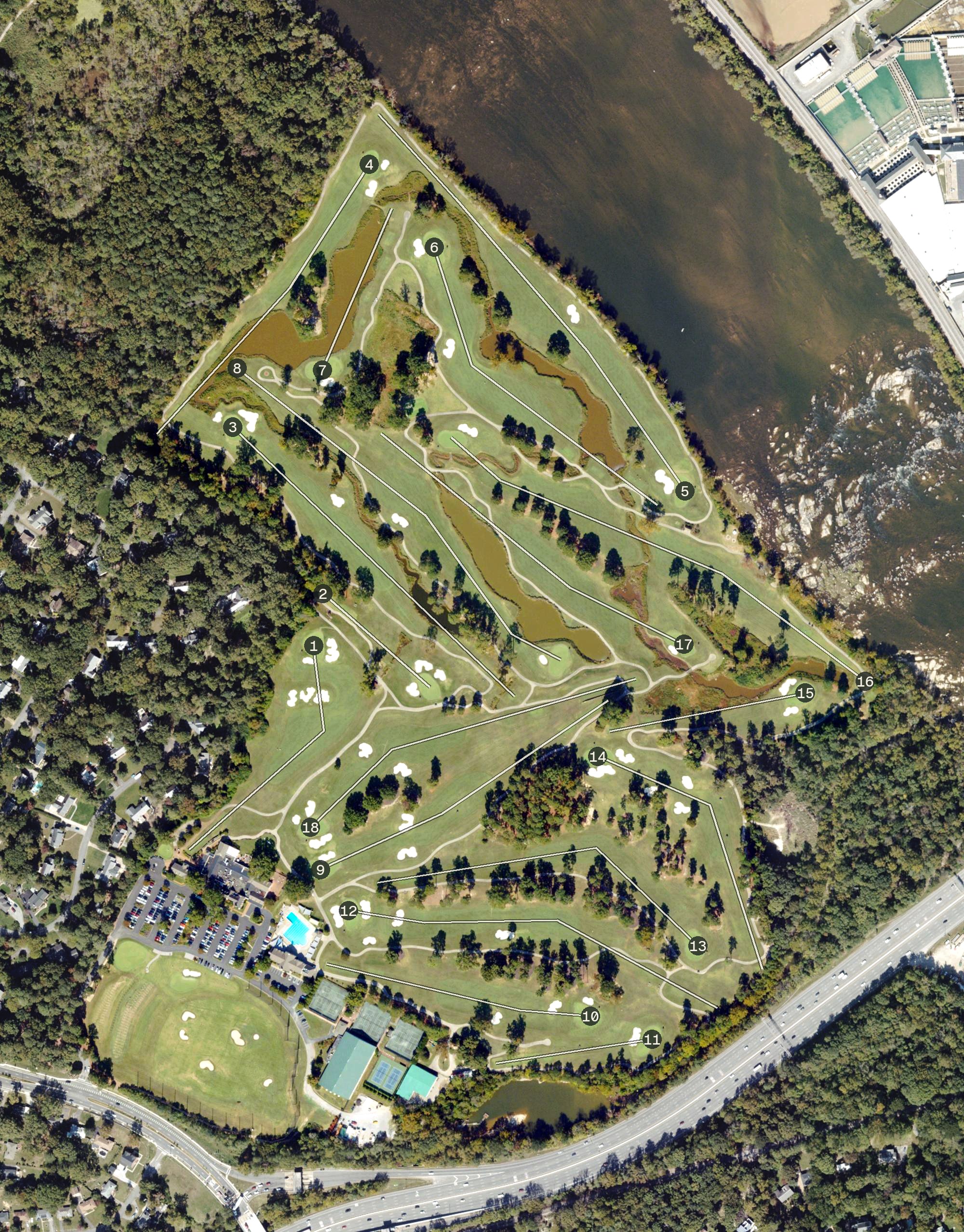 Aerial view of Willow Oaks Country Club, VA