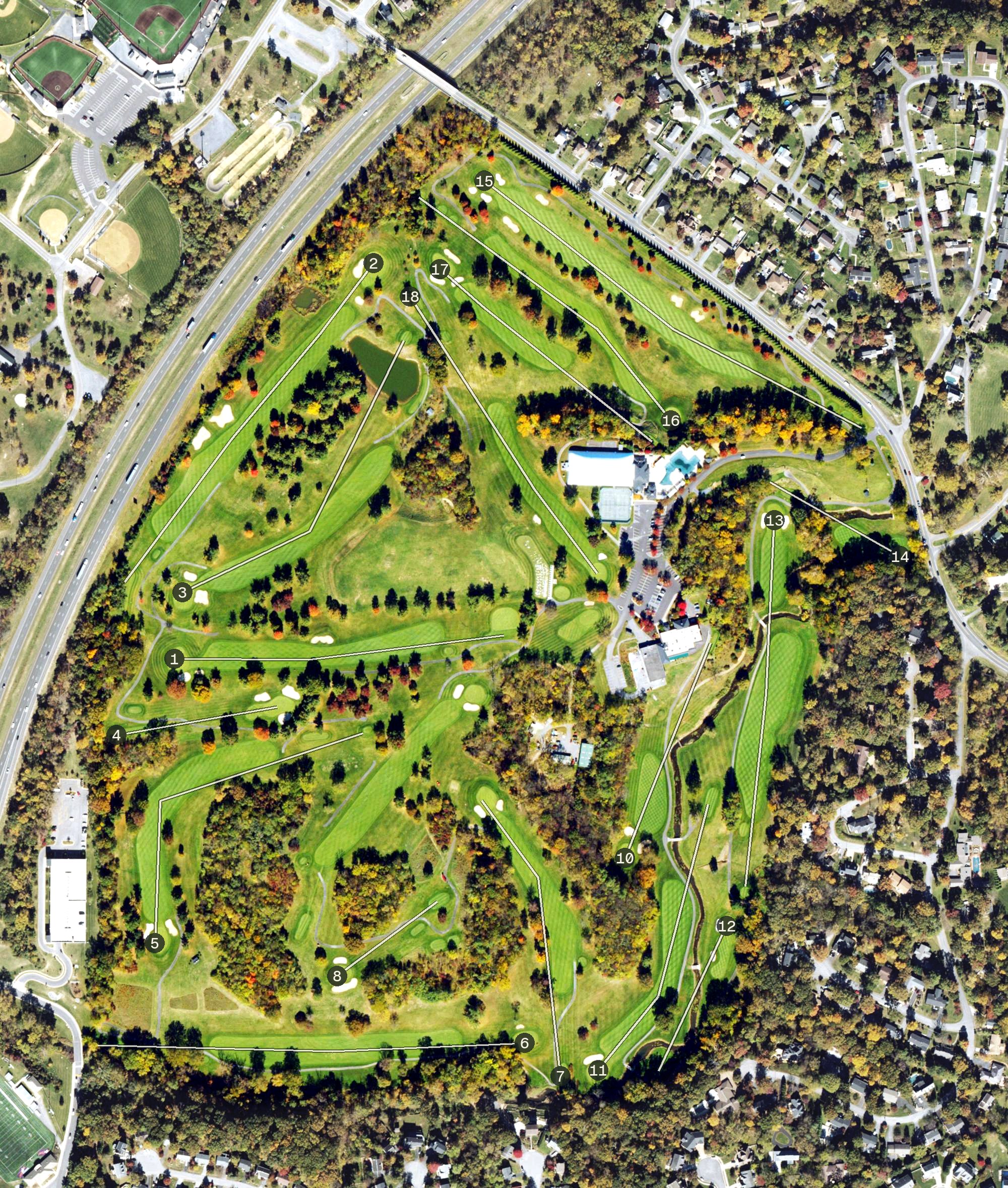 Aerial view of Winchester Country Club, VA