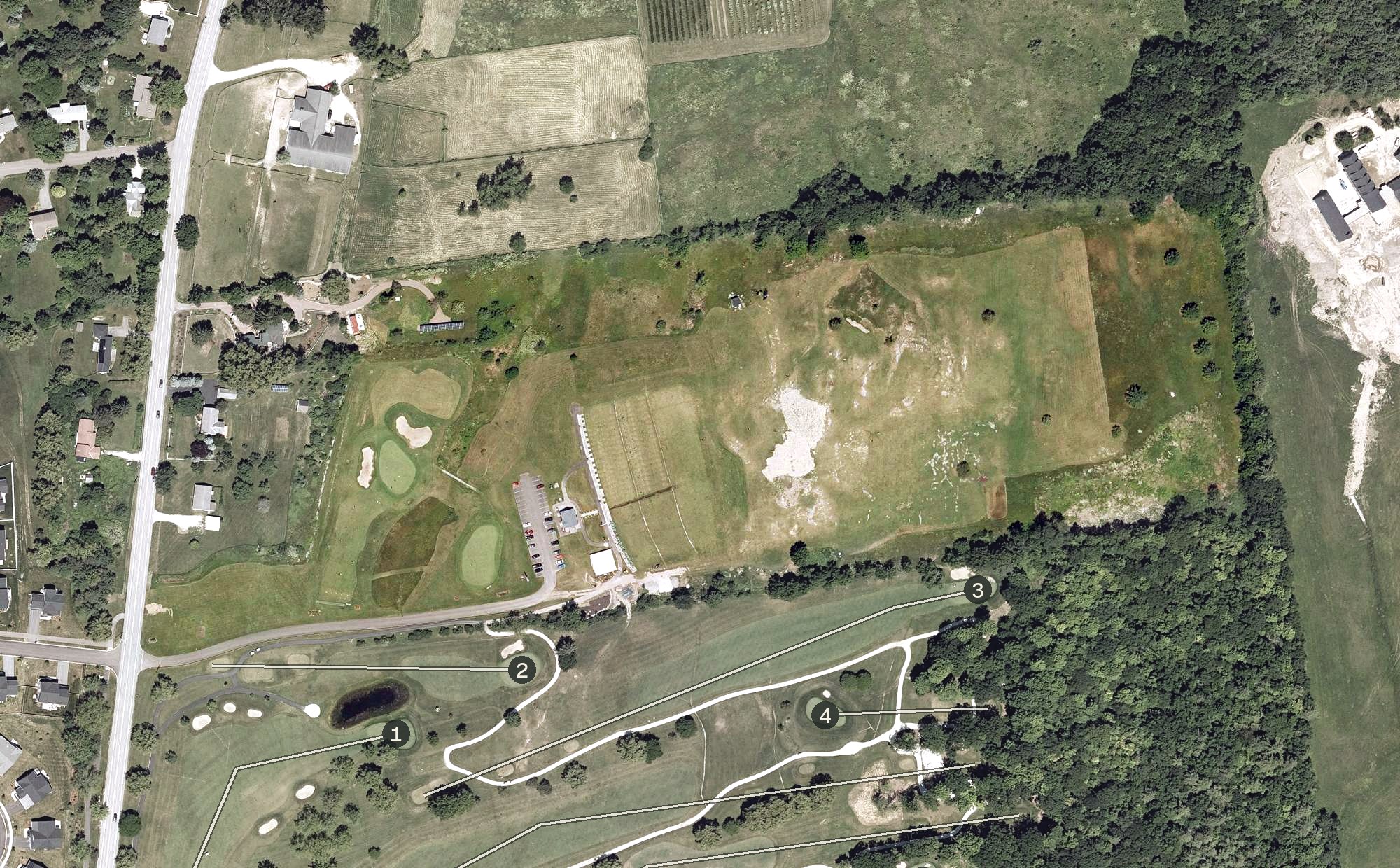 Aerial view of The Kwini Club Practice Facility, VT