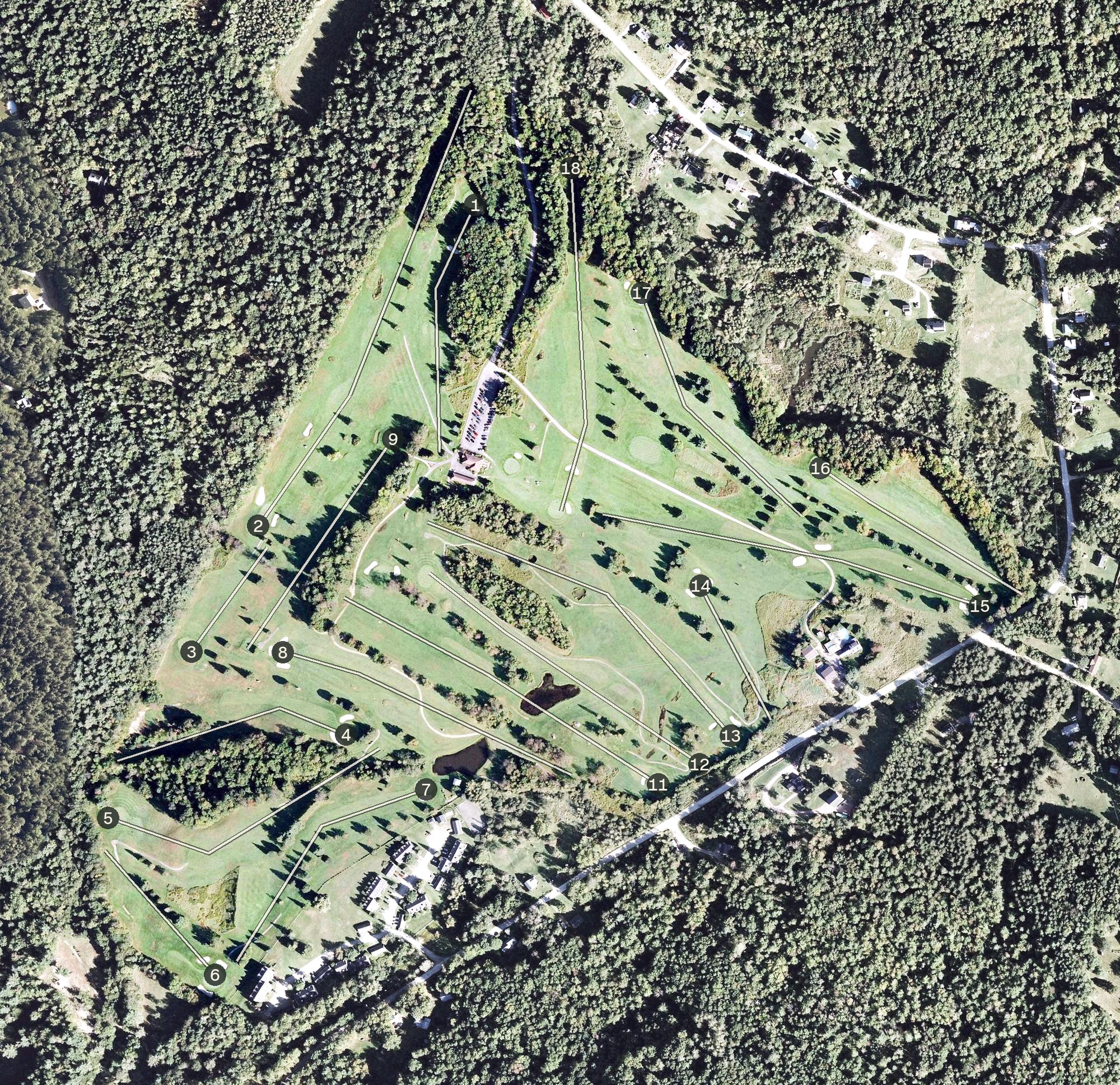 Aerial view of West Bolton Country Club, VT