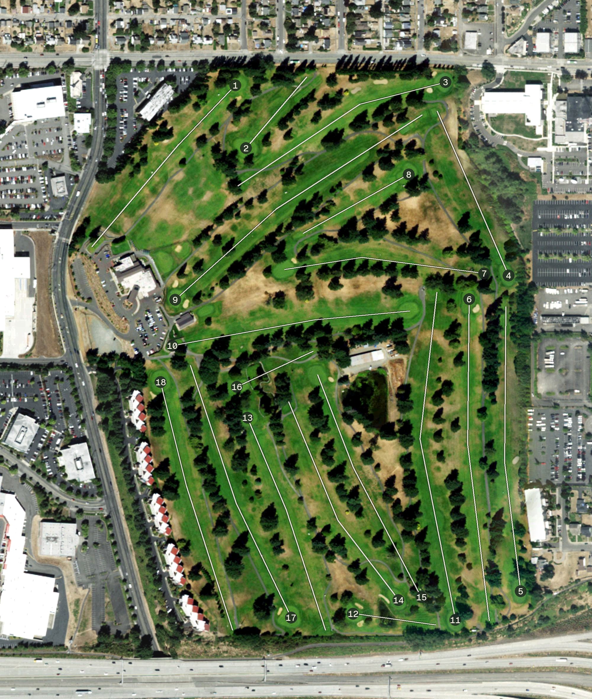 Aerial view of Allenmore Golf Course, WA