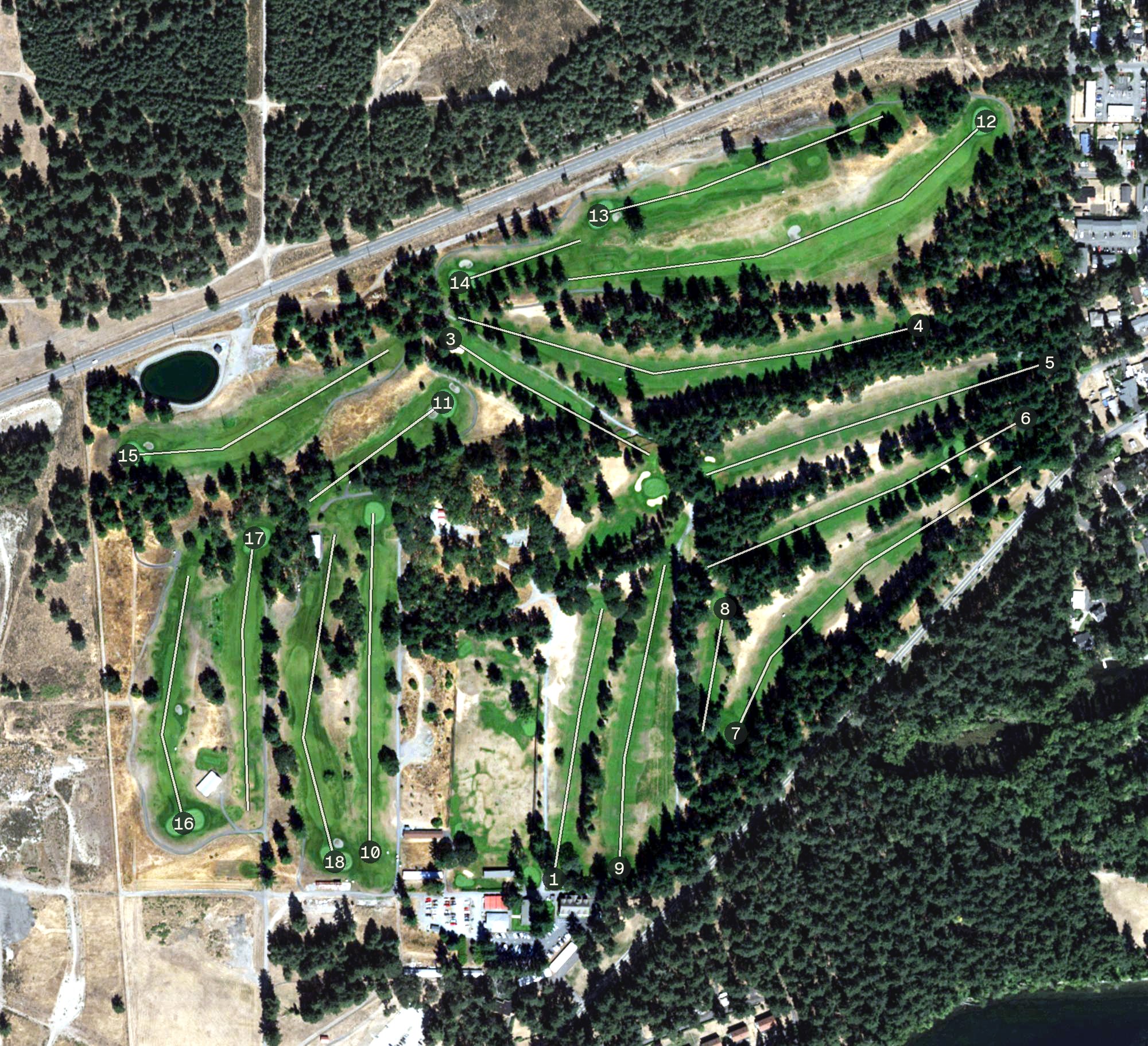 Aerial view of American Lake Veterans Golf Course, WA