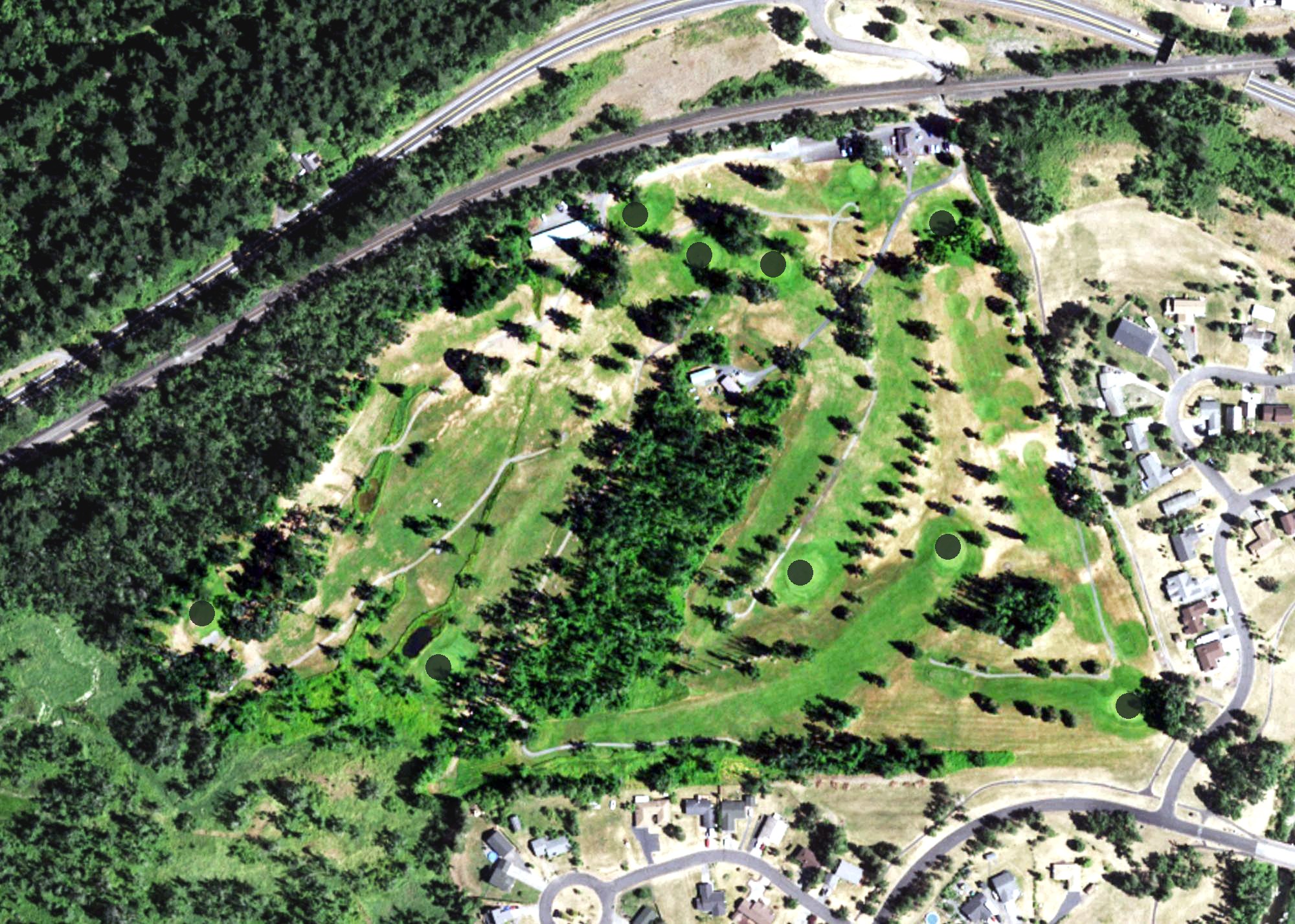 Aerial view of Beacon Rock Golf Course, WA