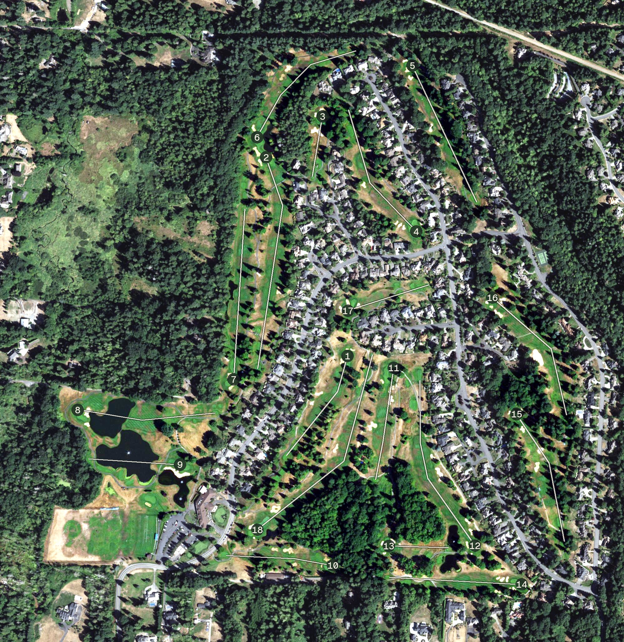 Aerial view of Bear Creek Country Club, WA
