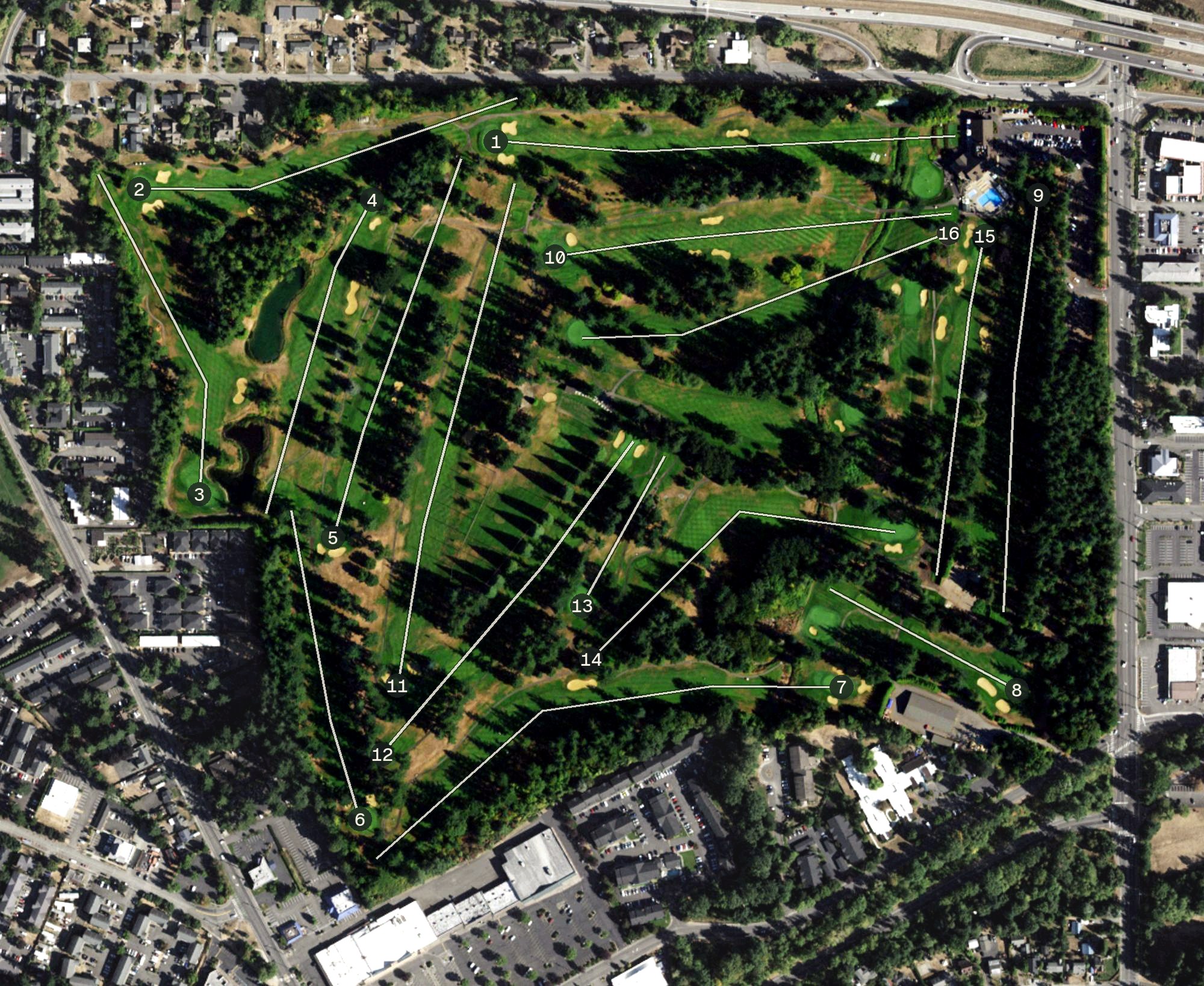 Aerial view of Bellingham Country Club, WA