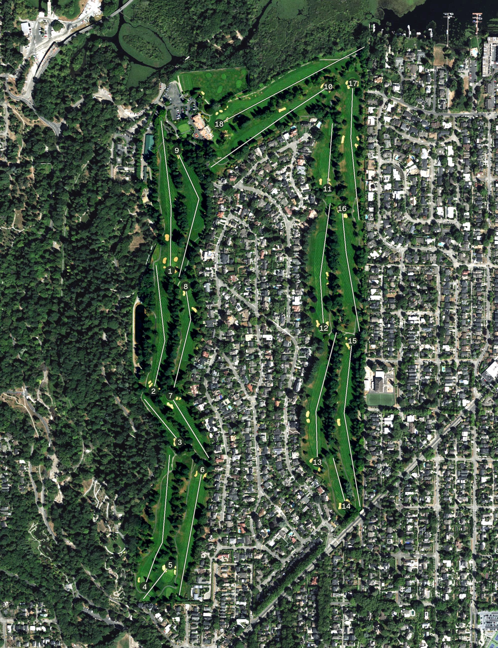 Aerial view of Broadmoor Golf Course, WA