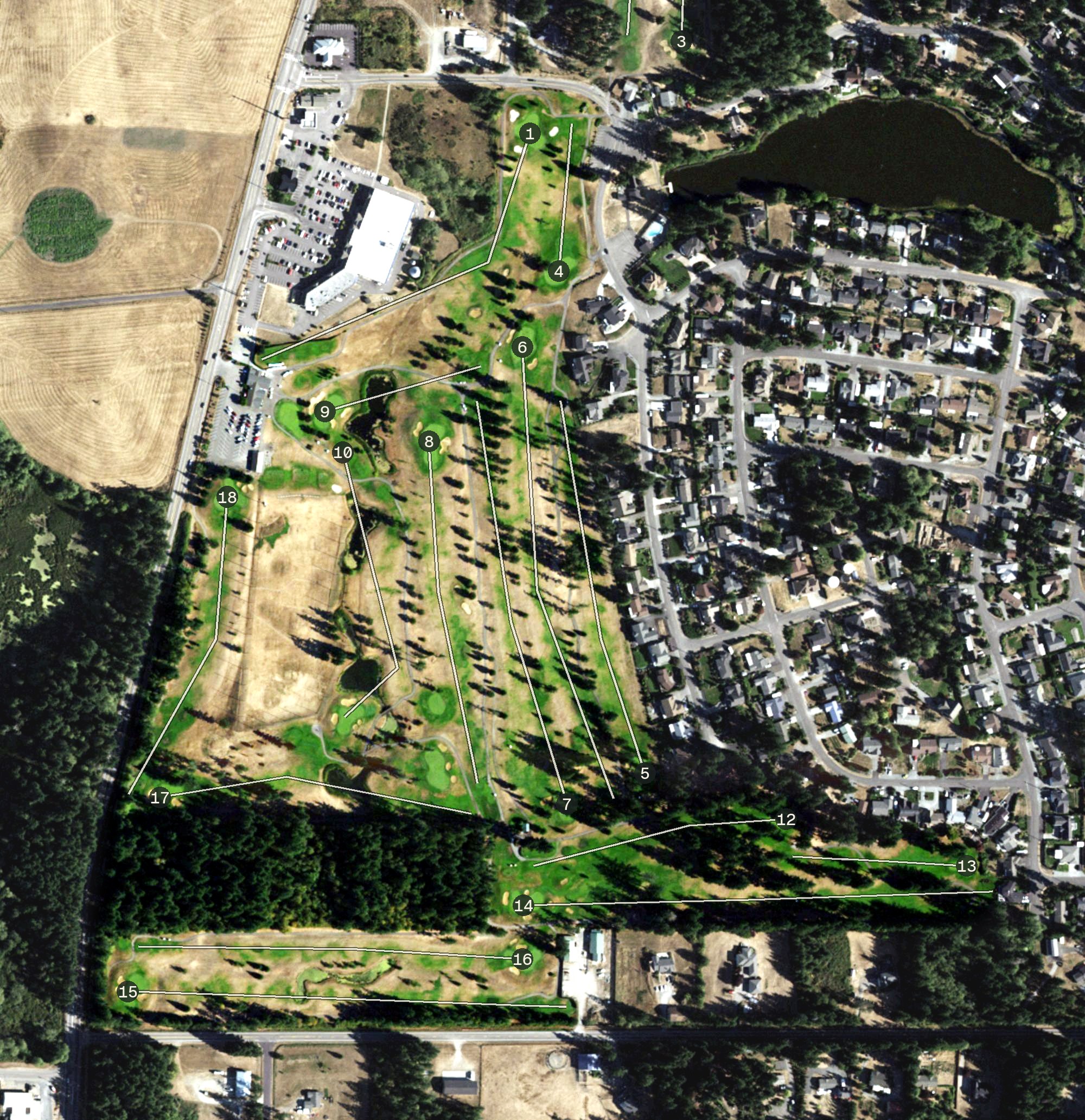 Aerial view of Camaloch Golf Course, WA