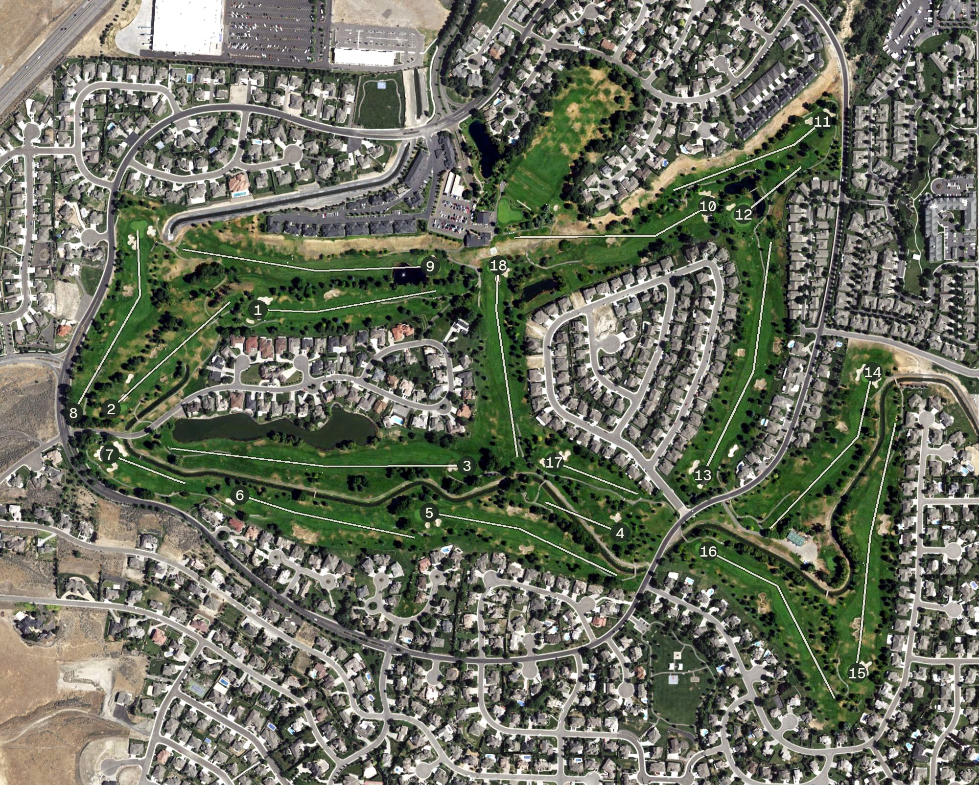Aerial view of Canyon Lakes Golf Course, WA